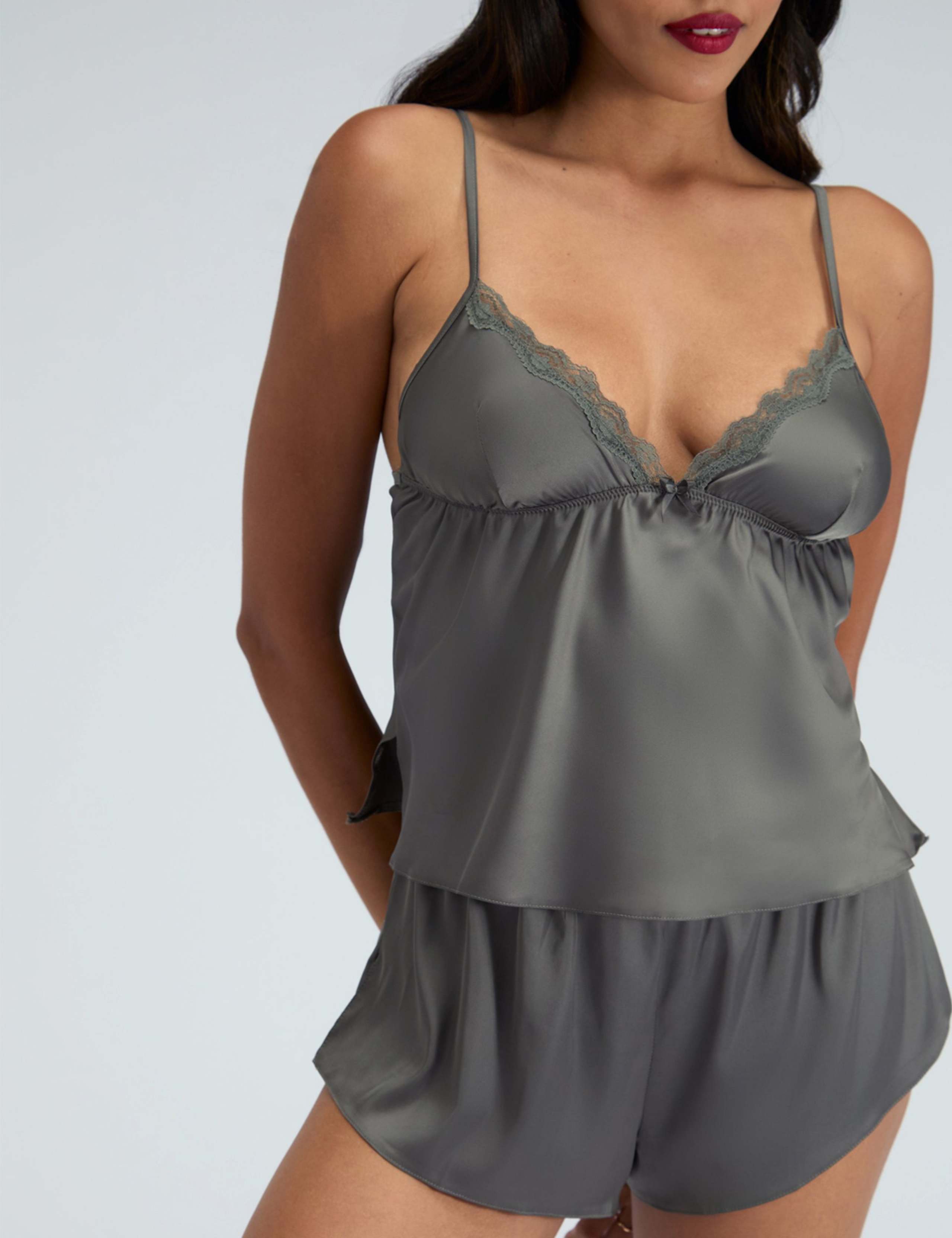 Kaya Satin Lace Trim Shortie Set 4 of 5