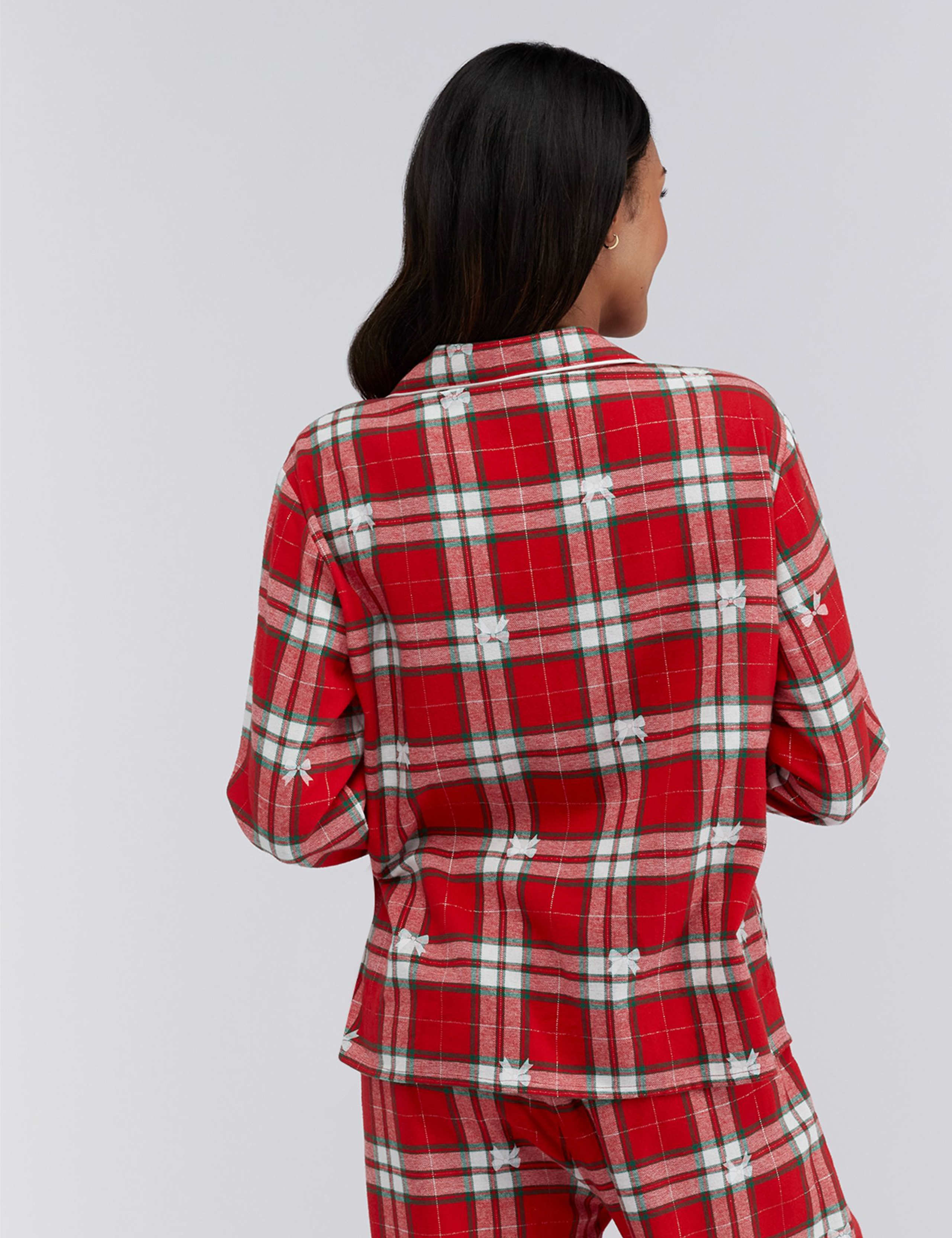 Cotton Rich Checked Bow Pyjamas in a Bag 5 of 10