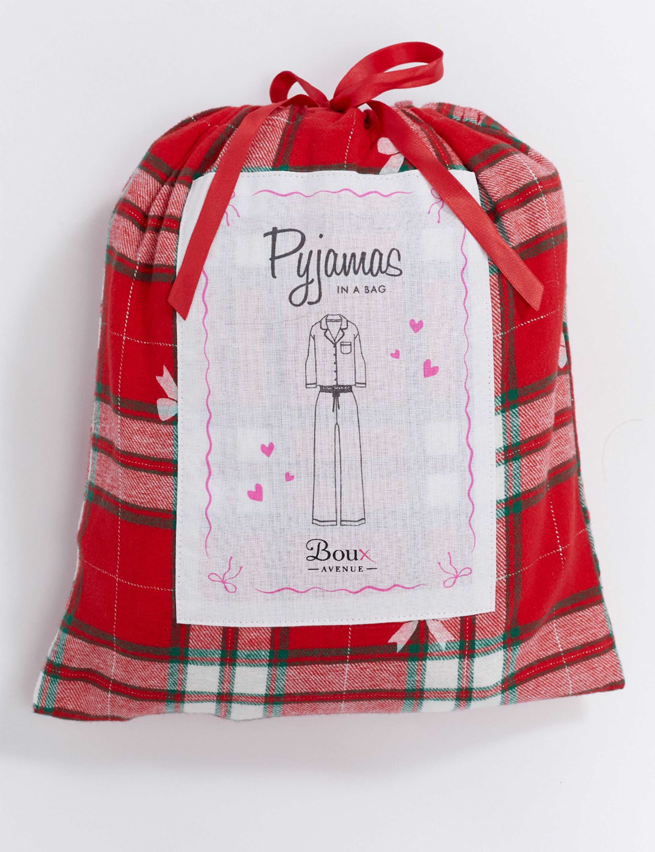 Cotton Rich Checked Bow Pyjamas in a Bag 2 of 10