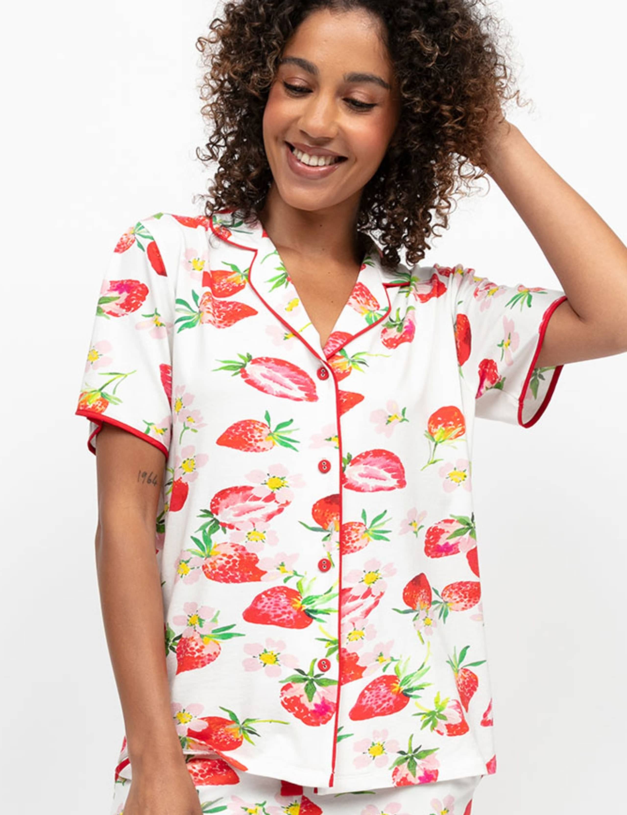 Cotton Modal Strawberry Pyjama Top 3 of 4