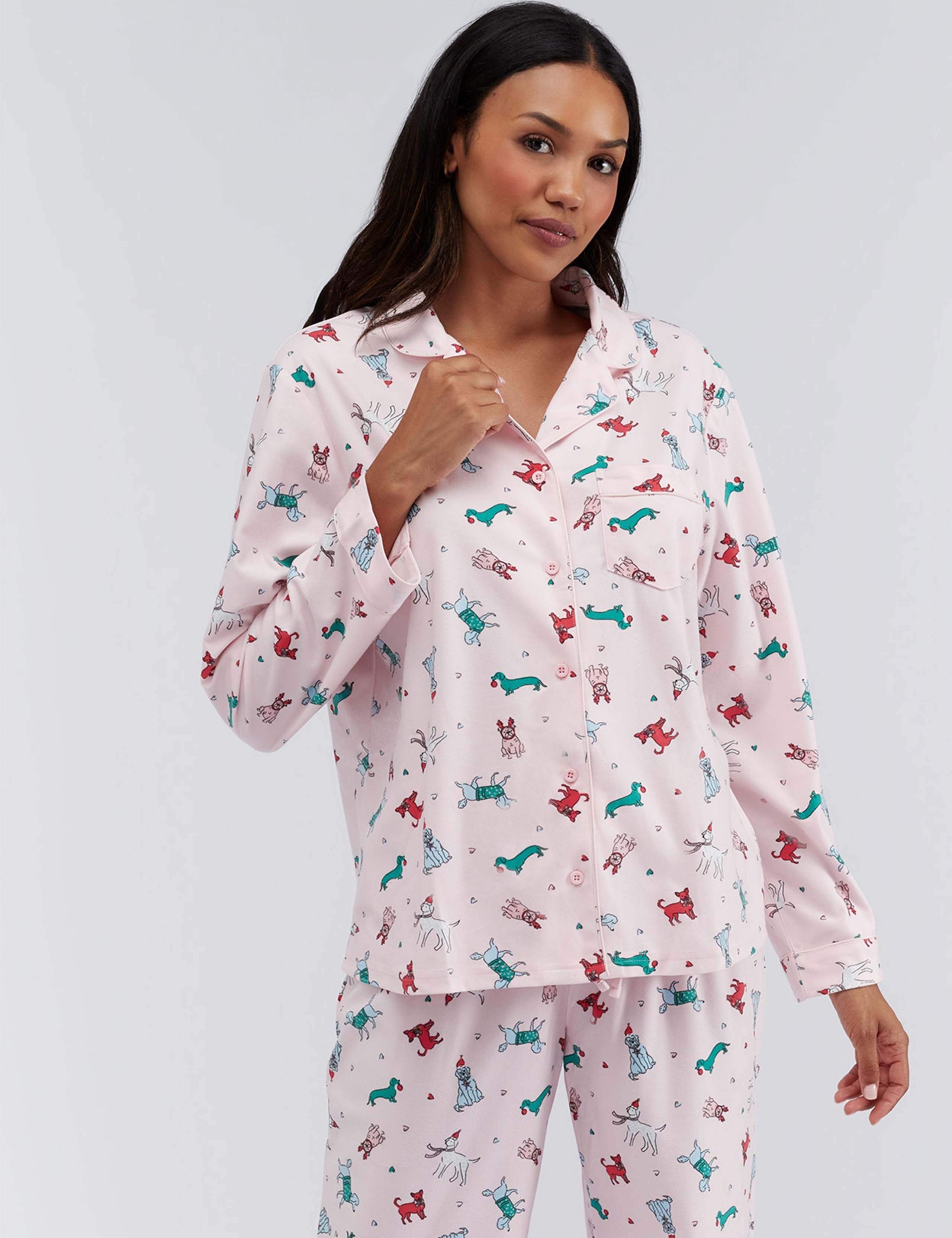 Fleece Dog Print Christmas Pyjamas in a Bag 5 of 9