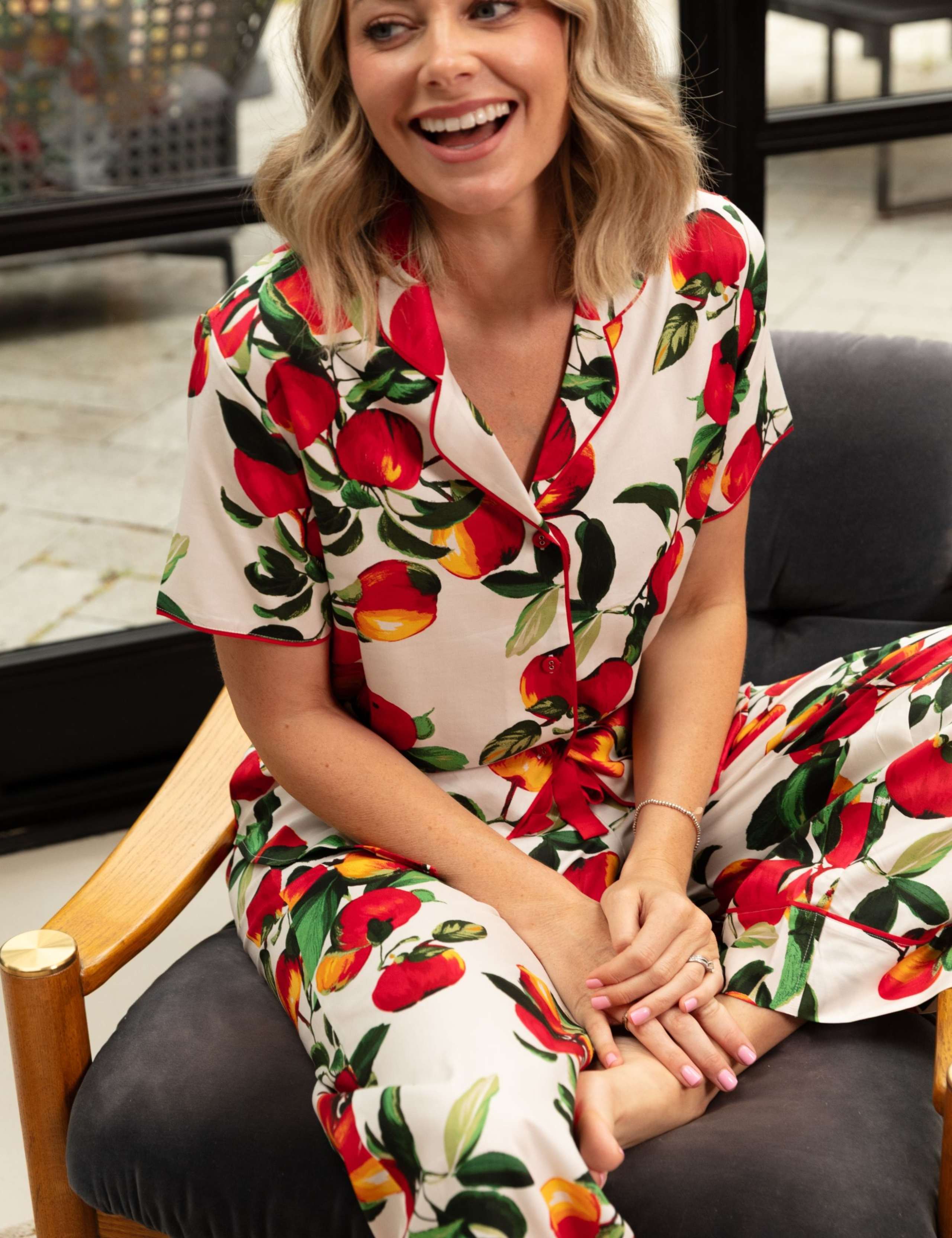 Cotton Modal Apple Print Pyjama Bottoms 1 of 4