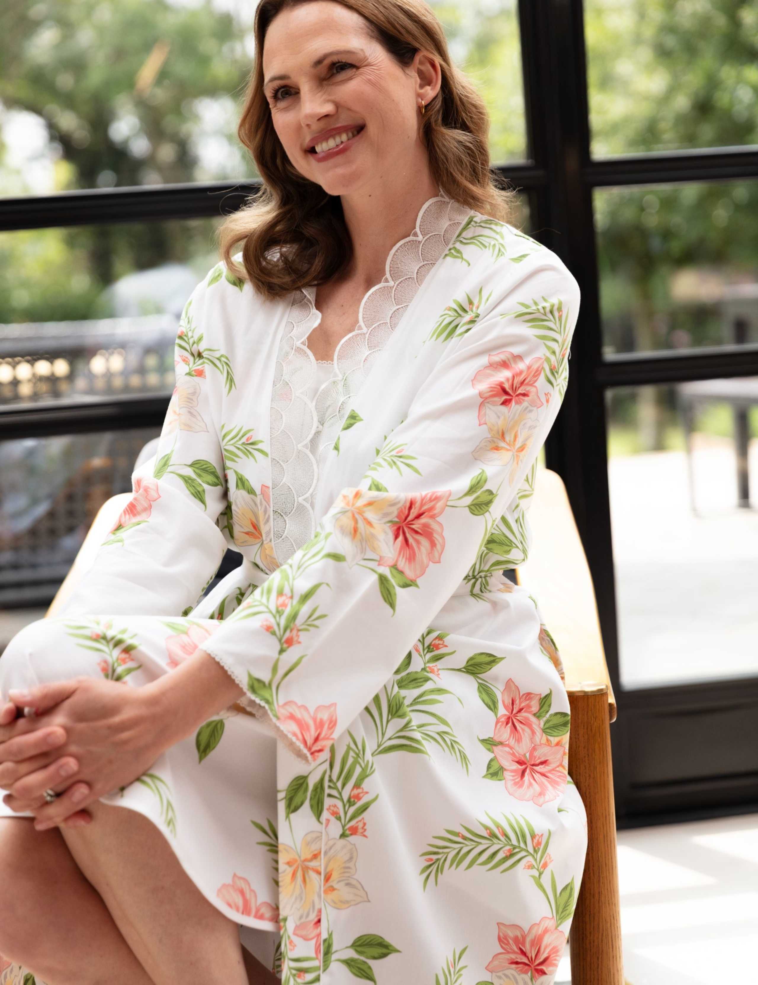 Cotton Rich Floral Print Dressing Gown 1 of 4