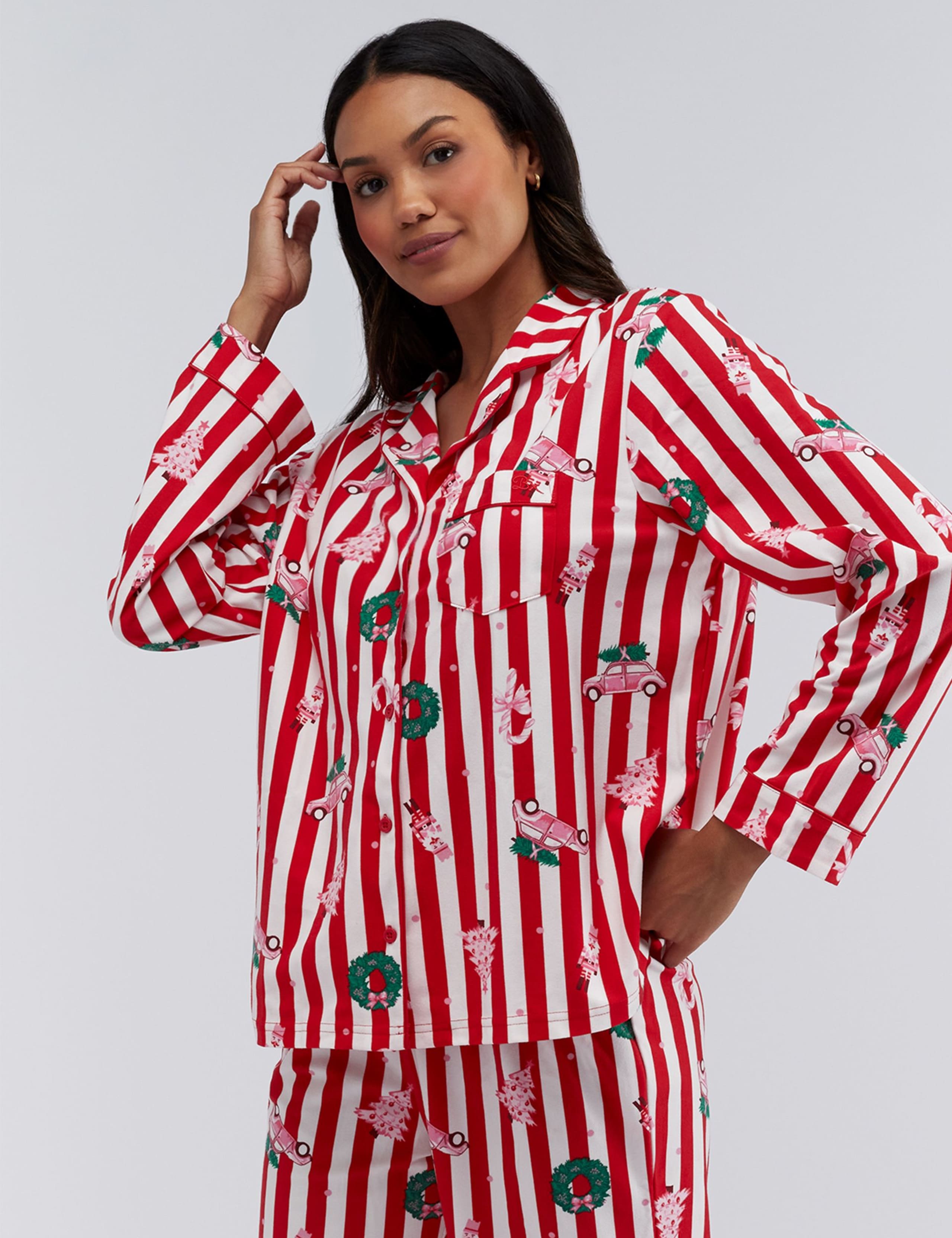 Fleece Striped Family Christmas Pyjamas in a Bag 3 of 11