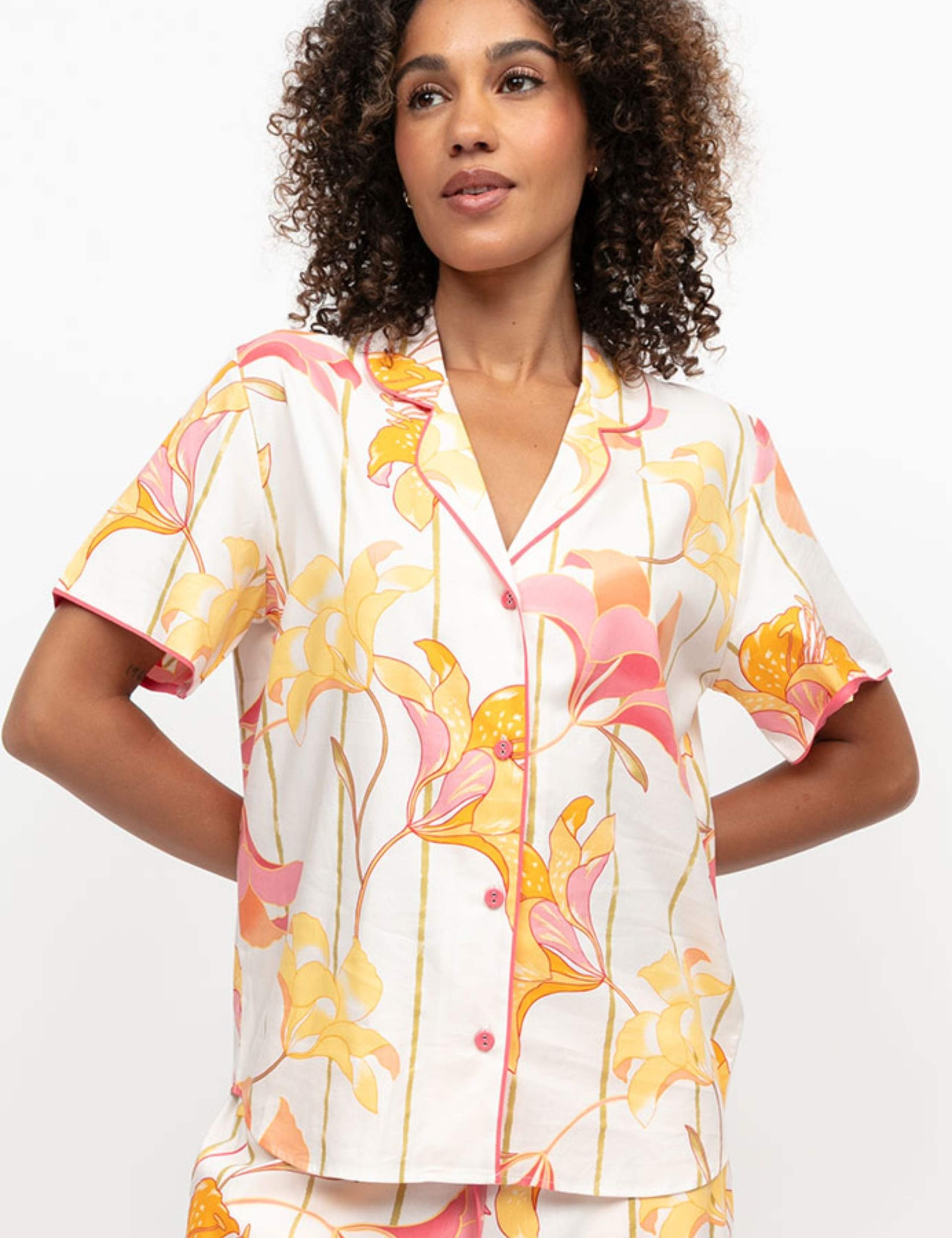 Cotton Modal Floral Striped Pyjama Top 3 of 4