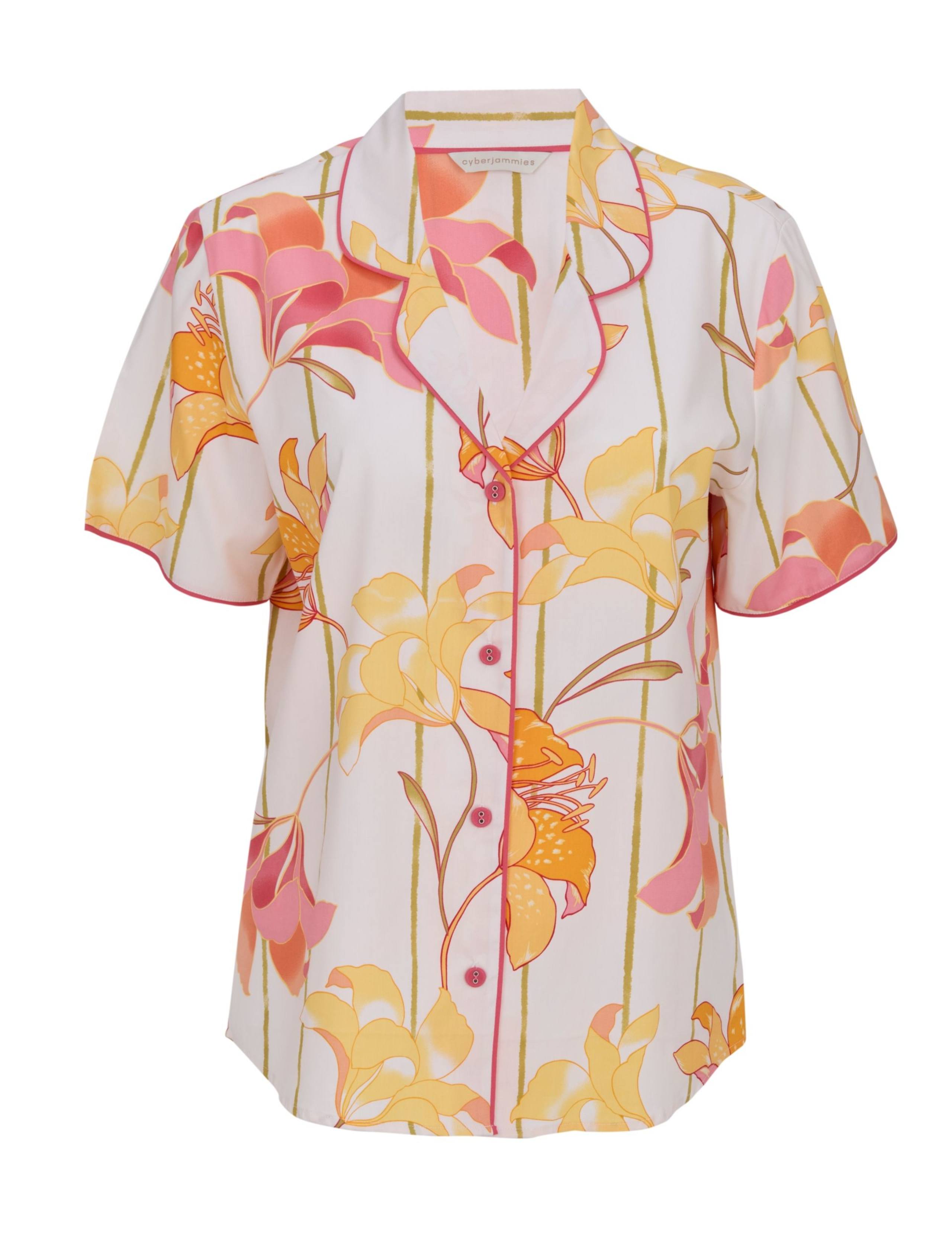 Cotton Modal Floral Striped Pyjama Top 2 of 4