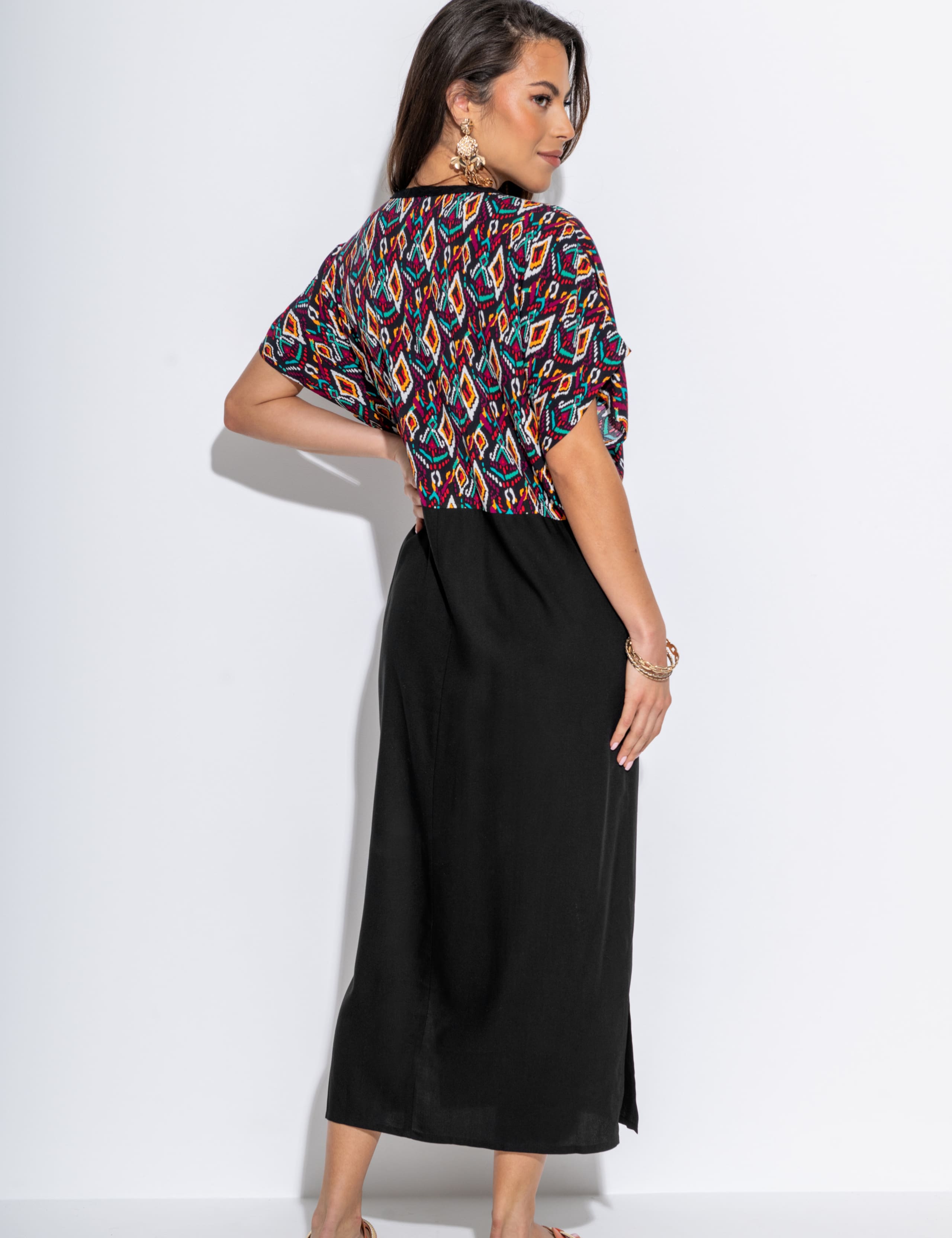 Printed V-Neck Tie Detail Midaxi Beach Dress 4 of 5