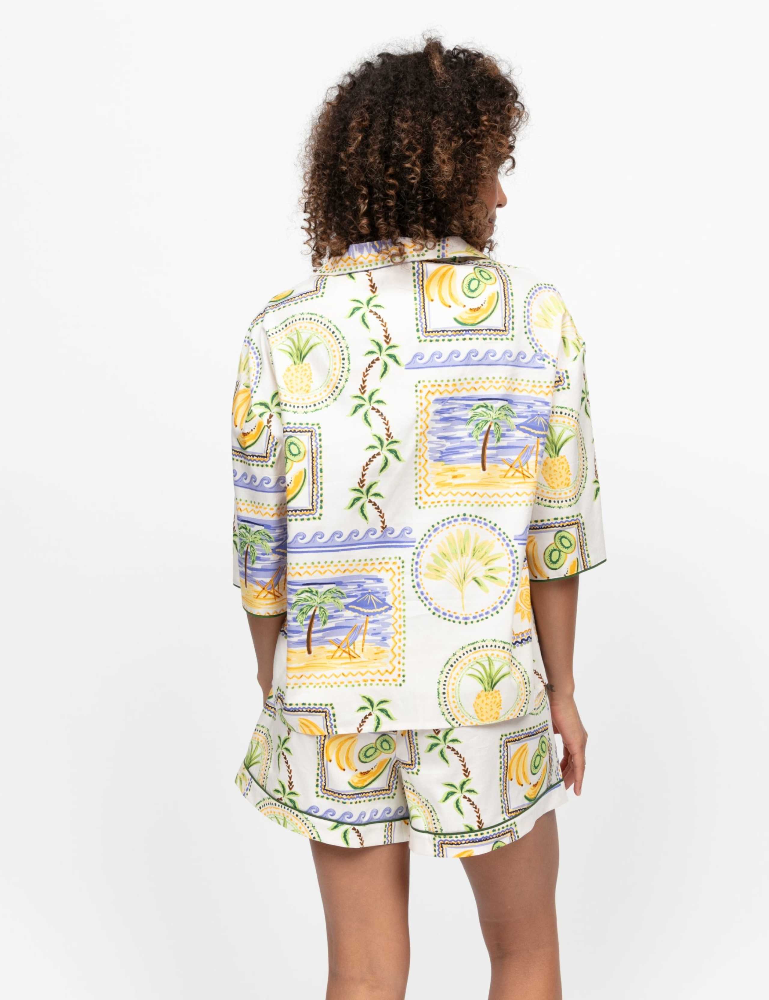 Cotton Modal Postcard Print Shortie Set 4 of 4