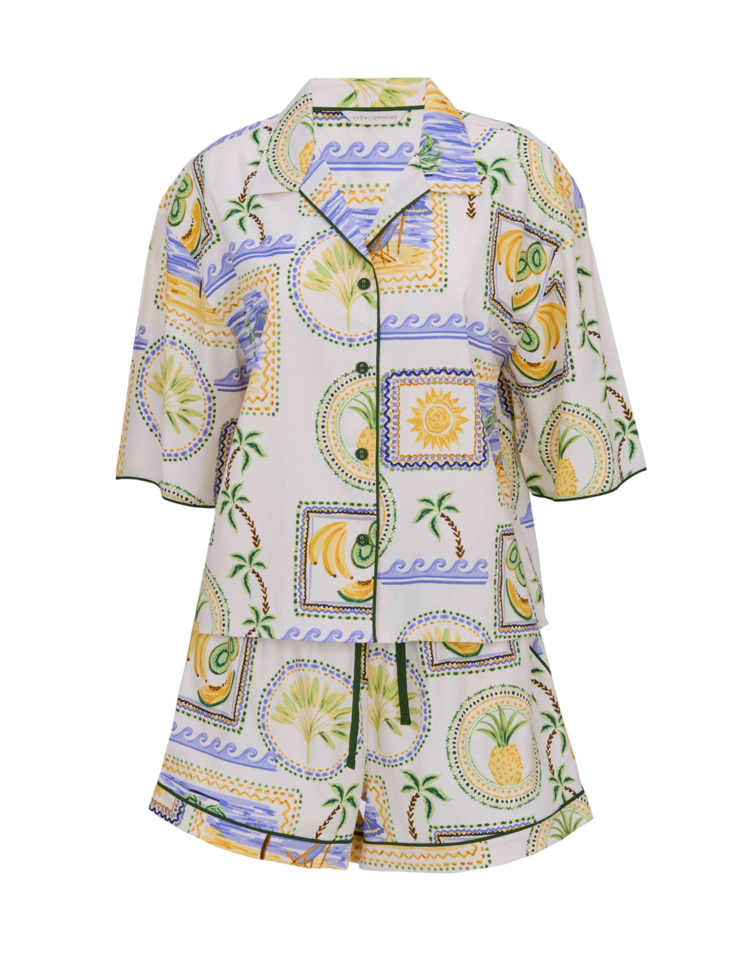 Cotton Modal Postcard Print Shortie Set 2 of 4