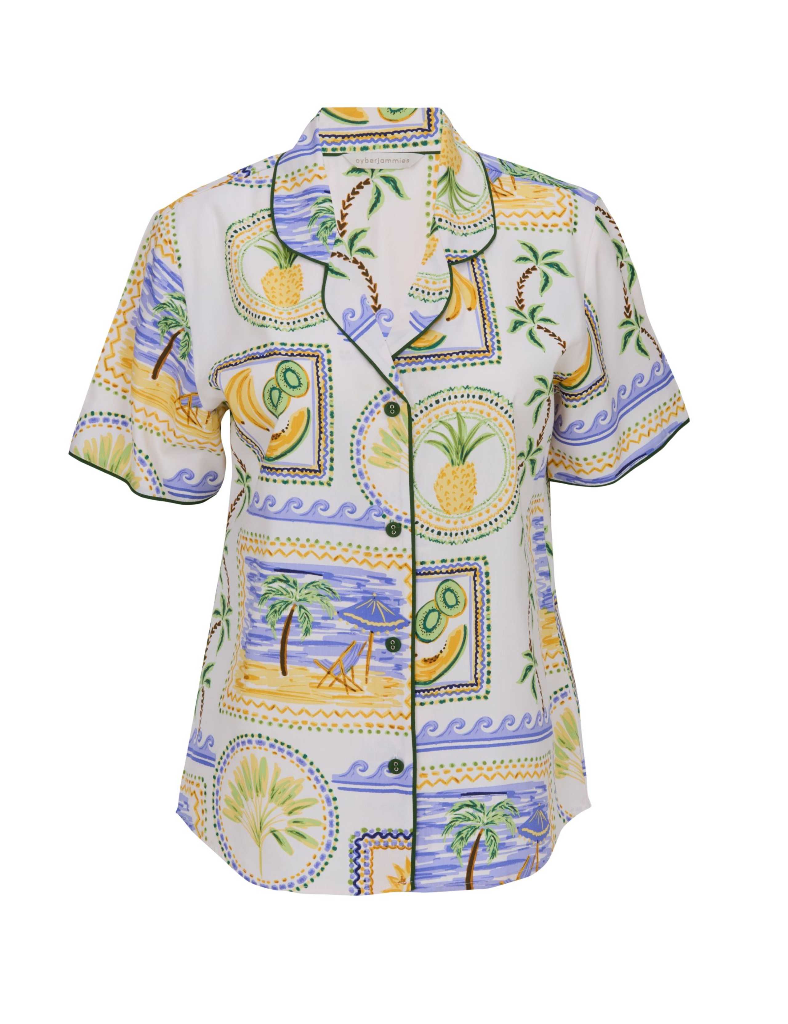 Cotton Modal Postcard Print Pyjama Top 2 of 4