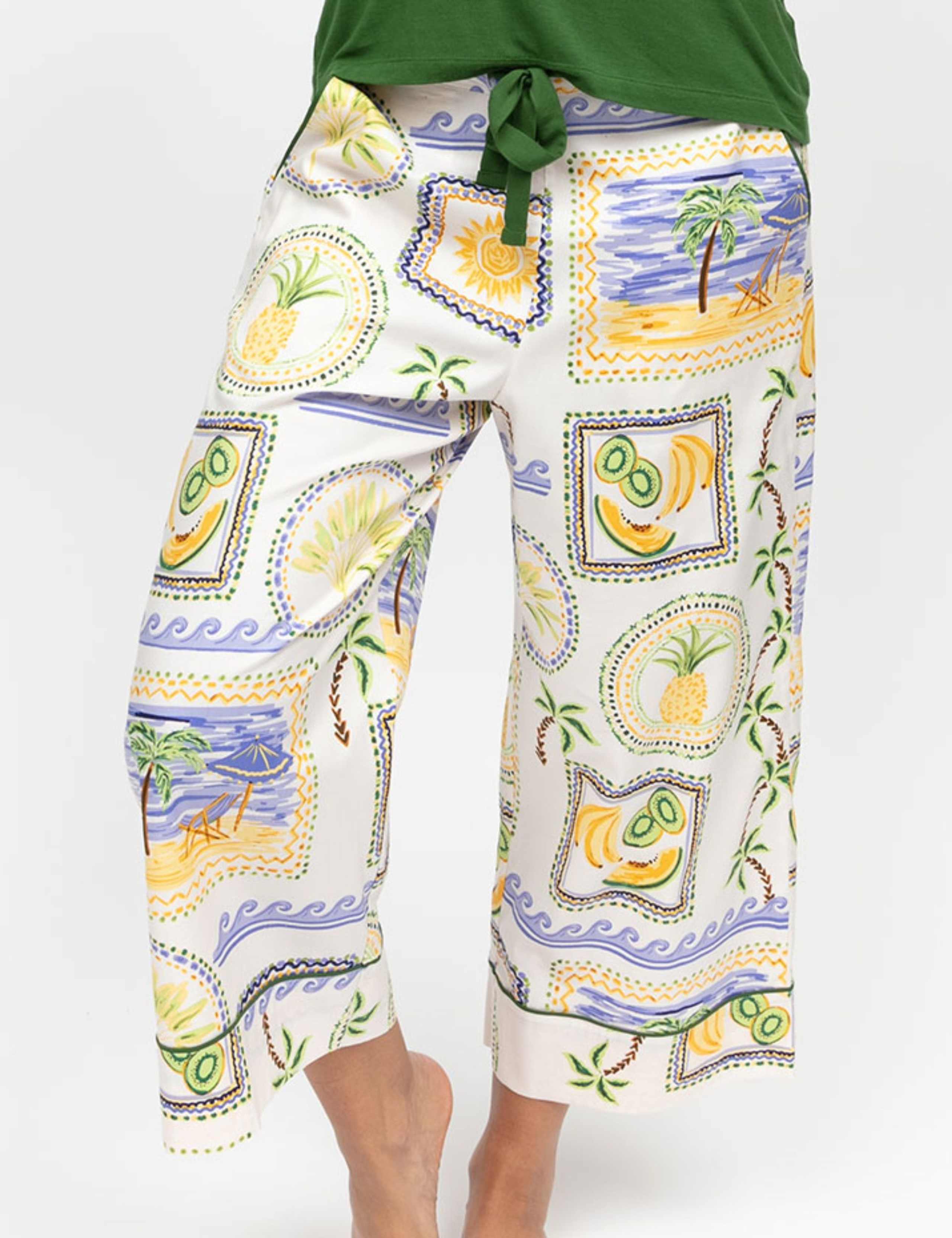 Cotton Modal Postcard Print Pyjama Bottoms 7 of 7