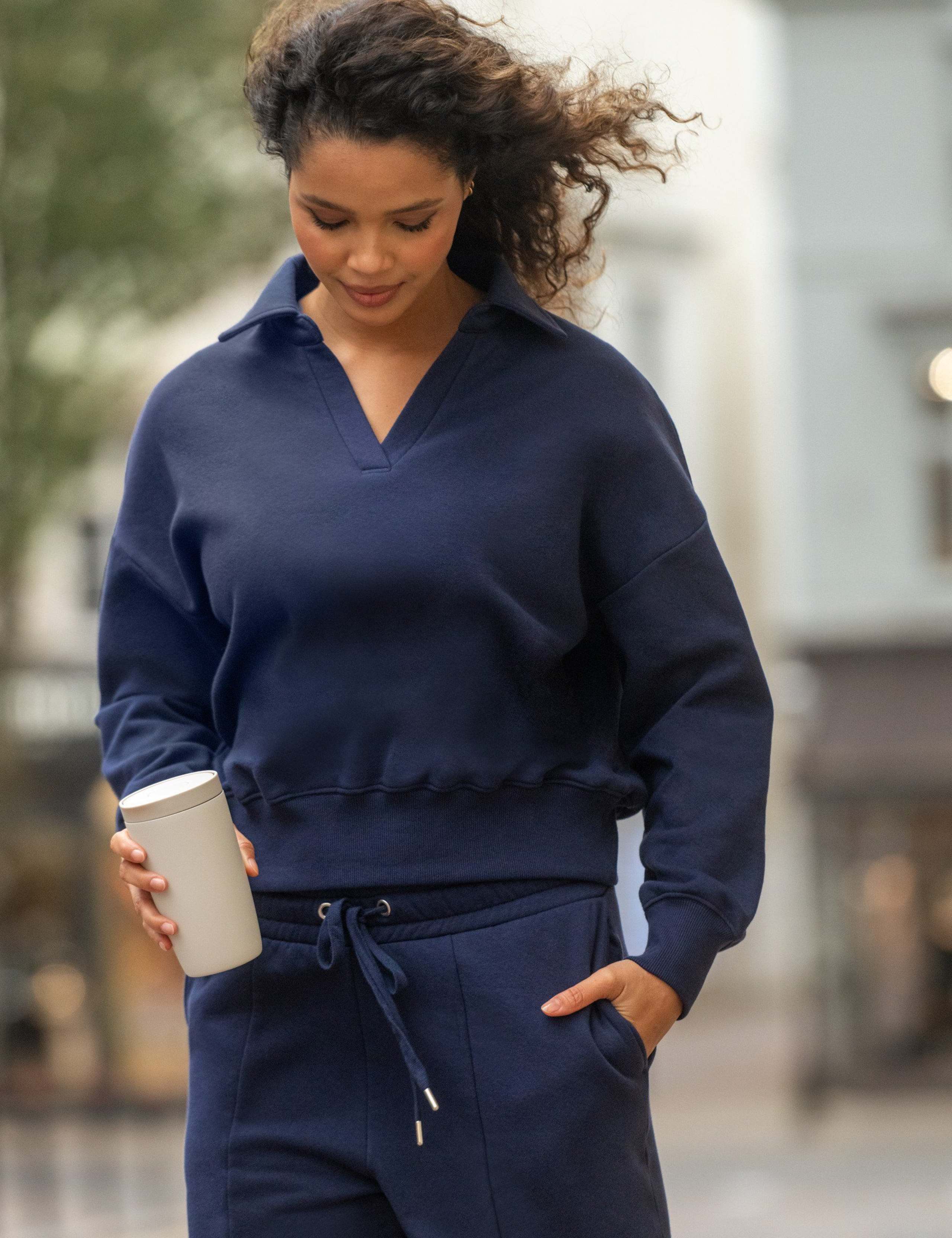 Cotton Rich Collared Relaxed Fit Sweatshirt 1 of 8