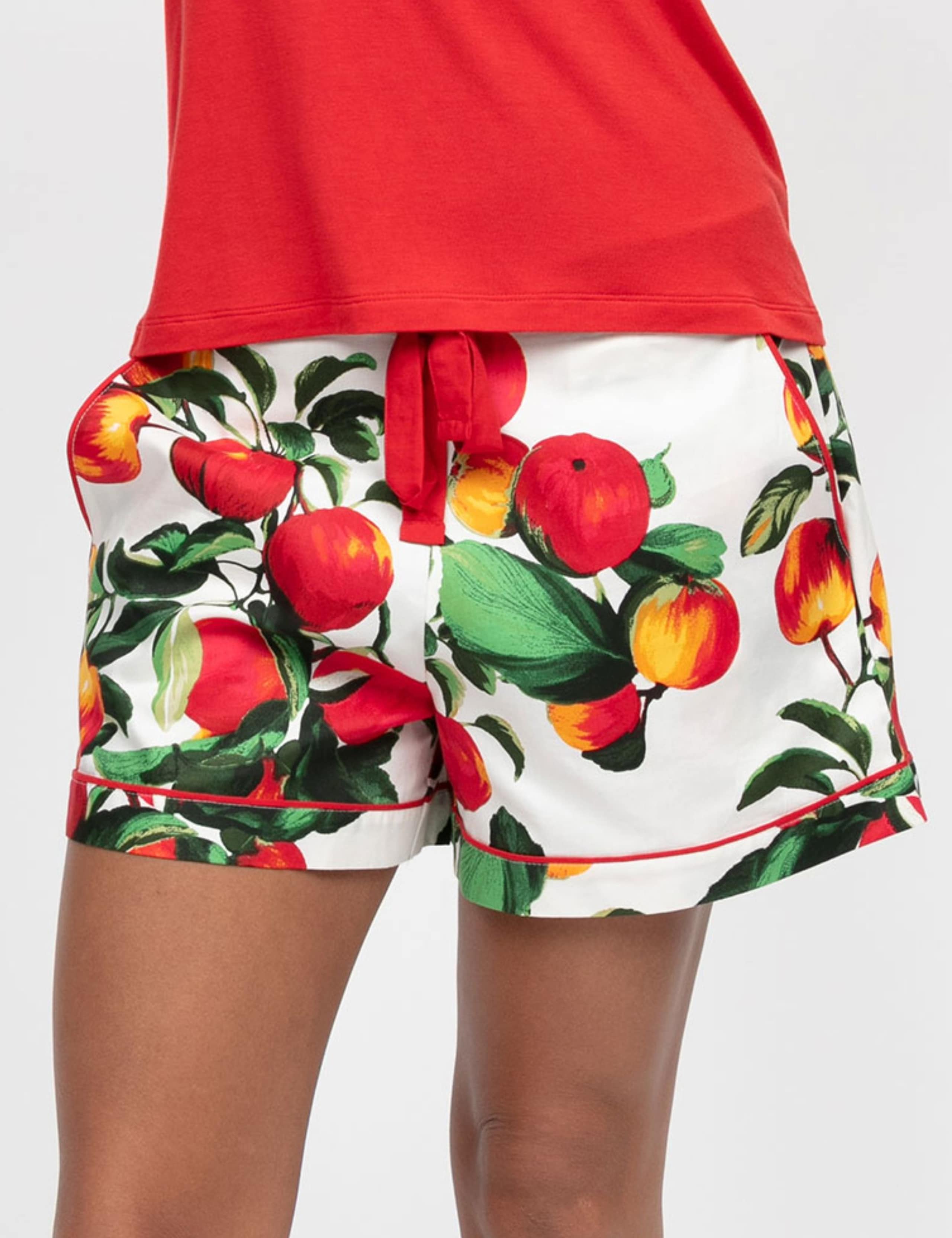 Cotton Modal Apple Print Pyjama Shorts 3 of 4