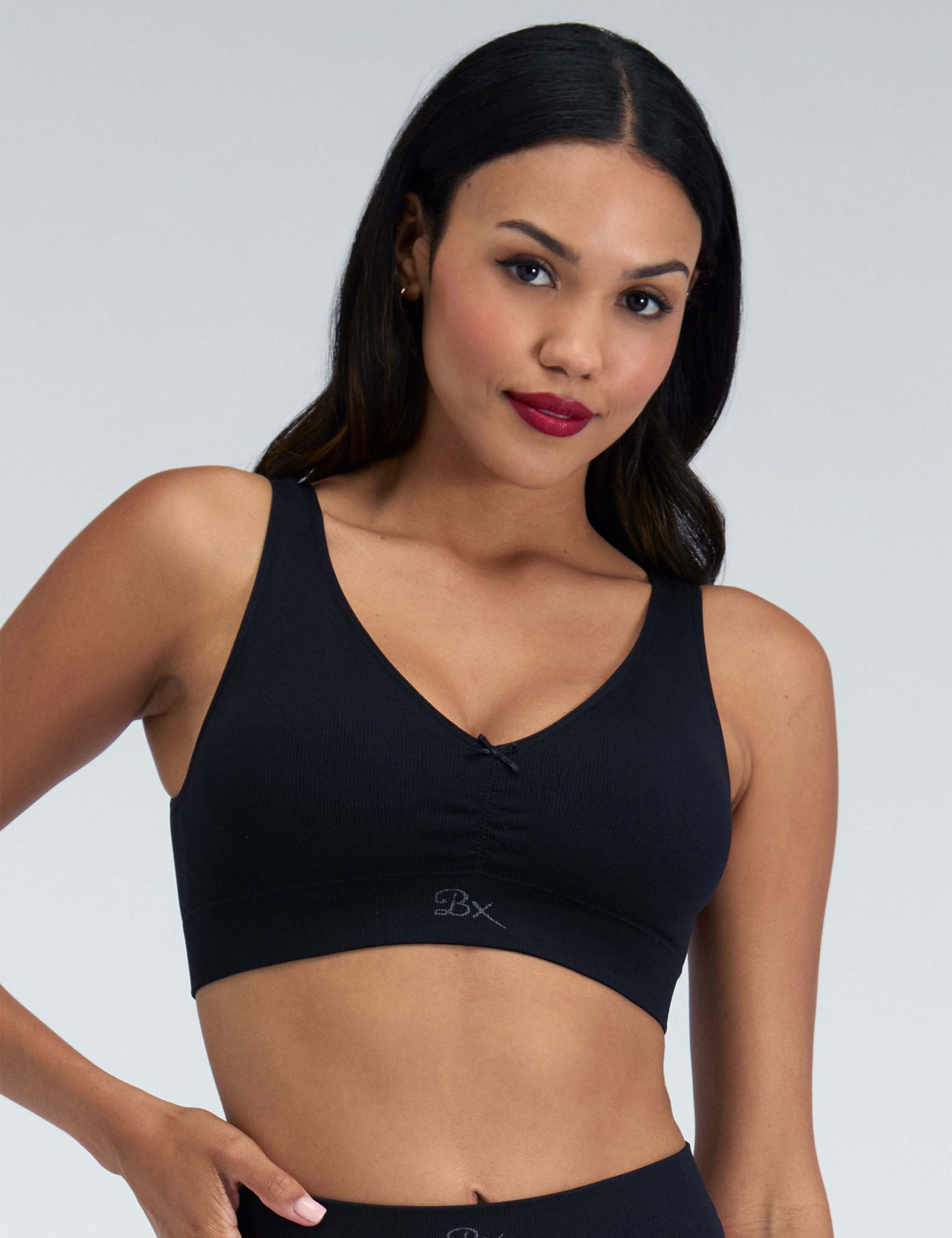 Rib Seamless Ruche Non Wired Bralette 2 of 5