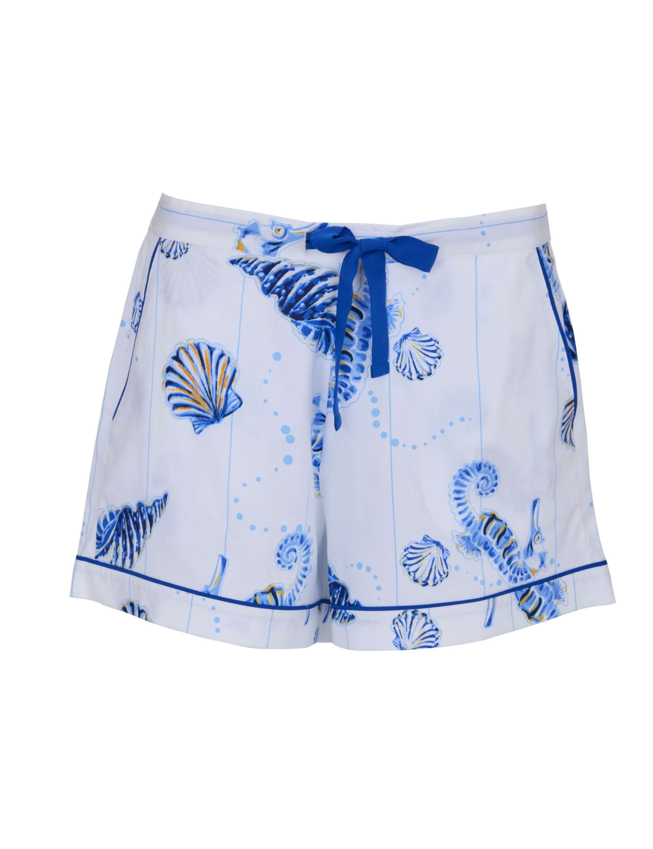 Cotton Modal Sea Horse Print Shorts 2 of 4