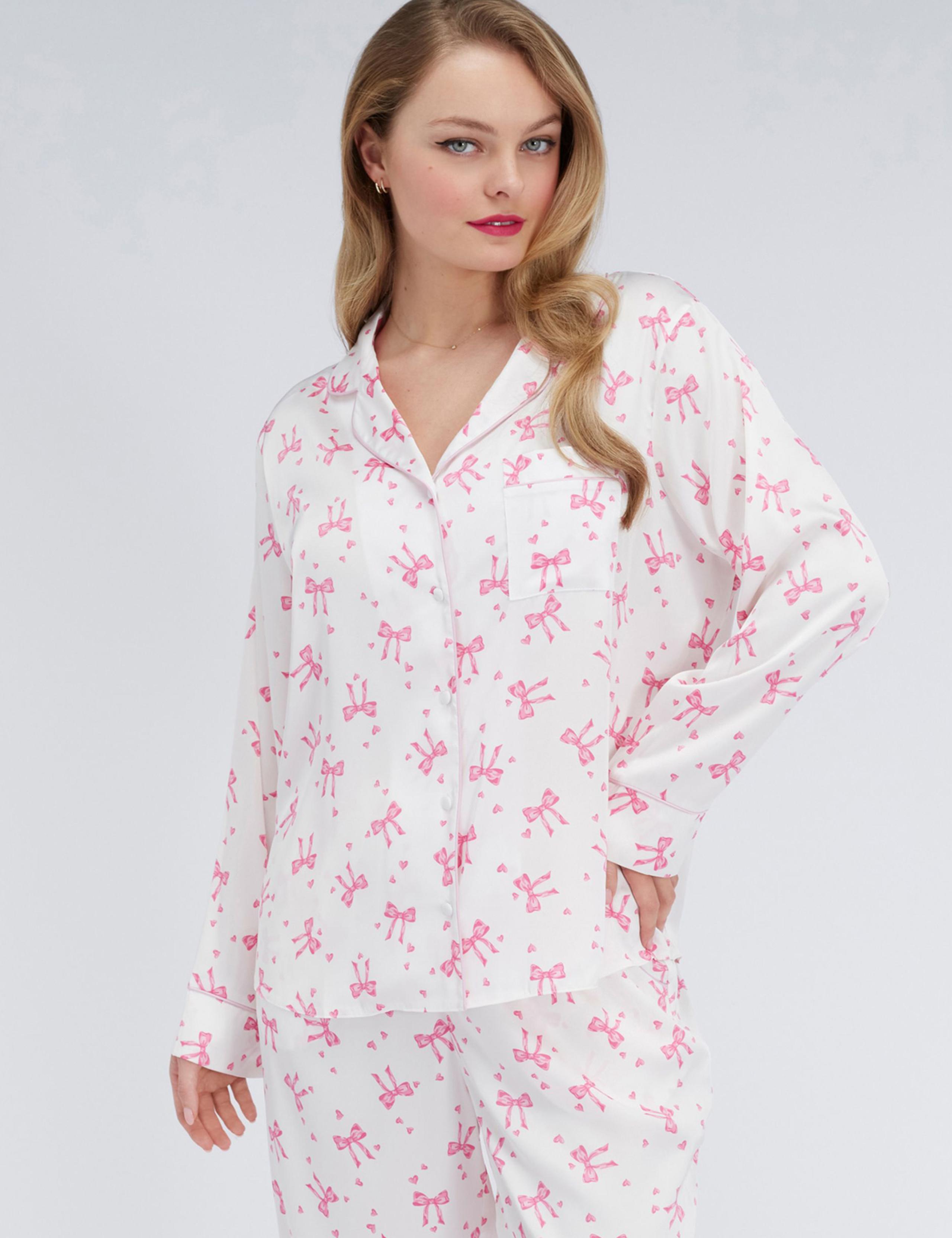 Satin Bow Print Pyjama Set 2 of 7