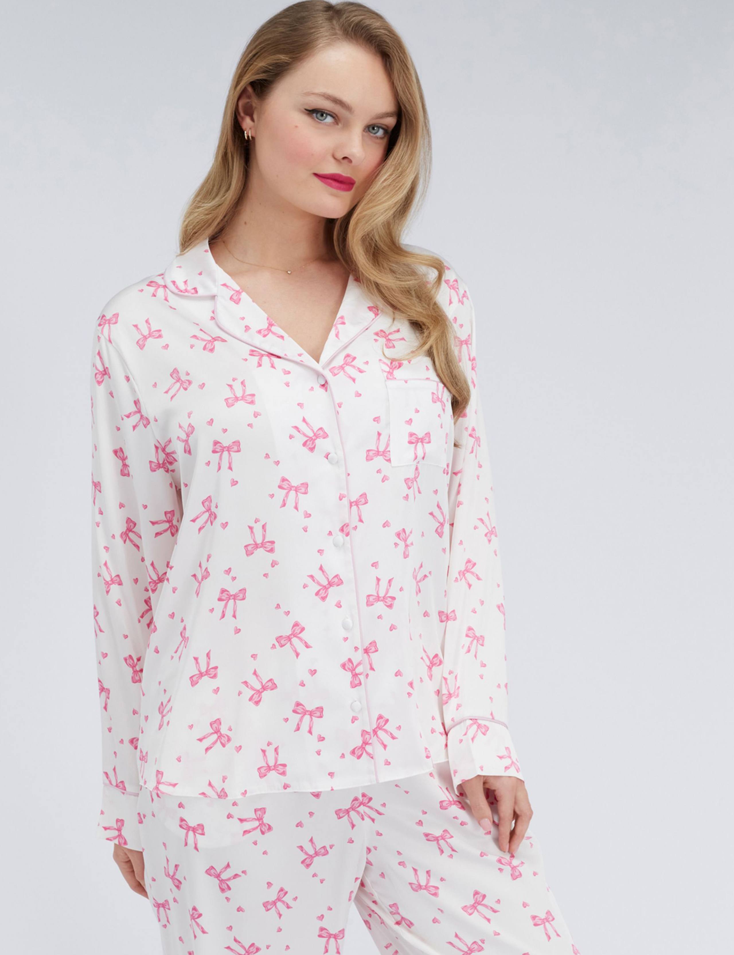 Satin Bow Print Pyjama Set 3 of 7