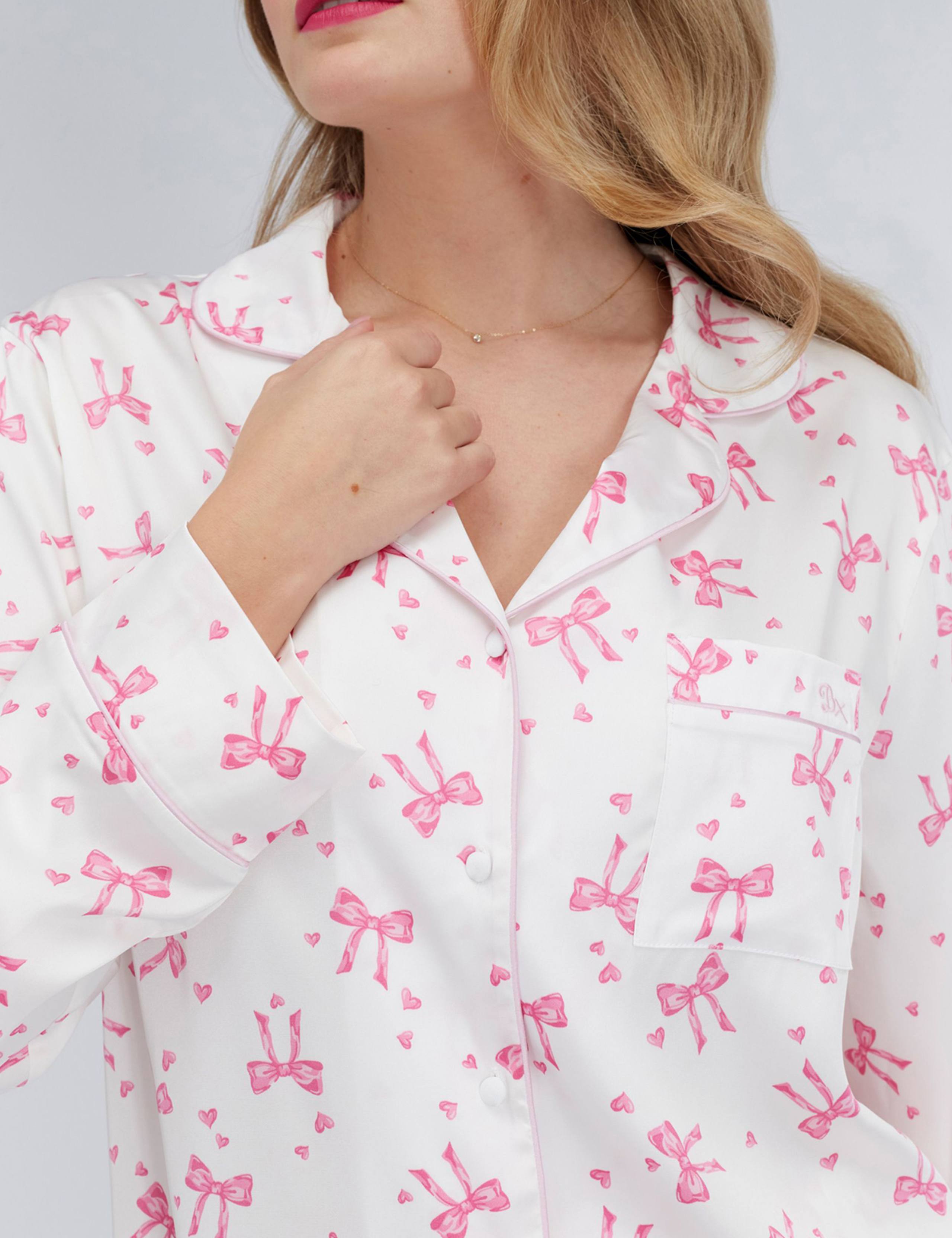 Satin Bow Print Pyjama Set 4 of 7