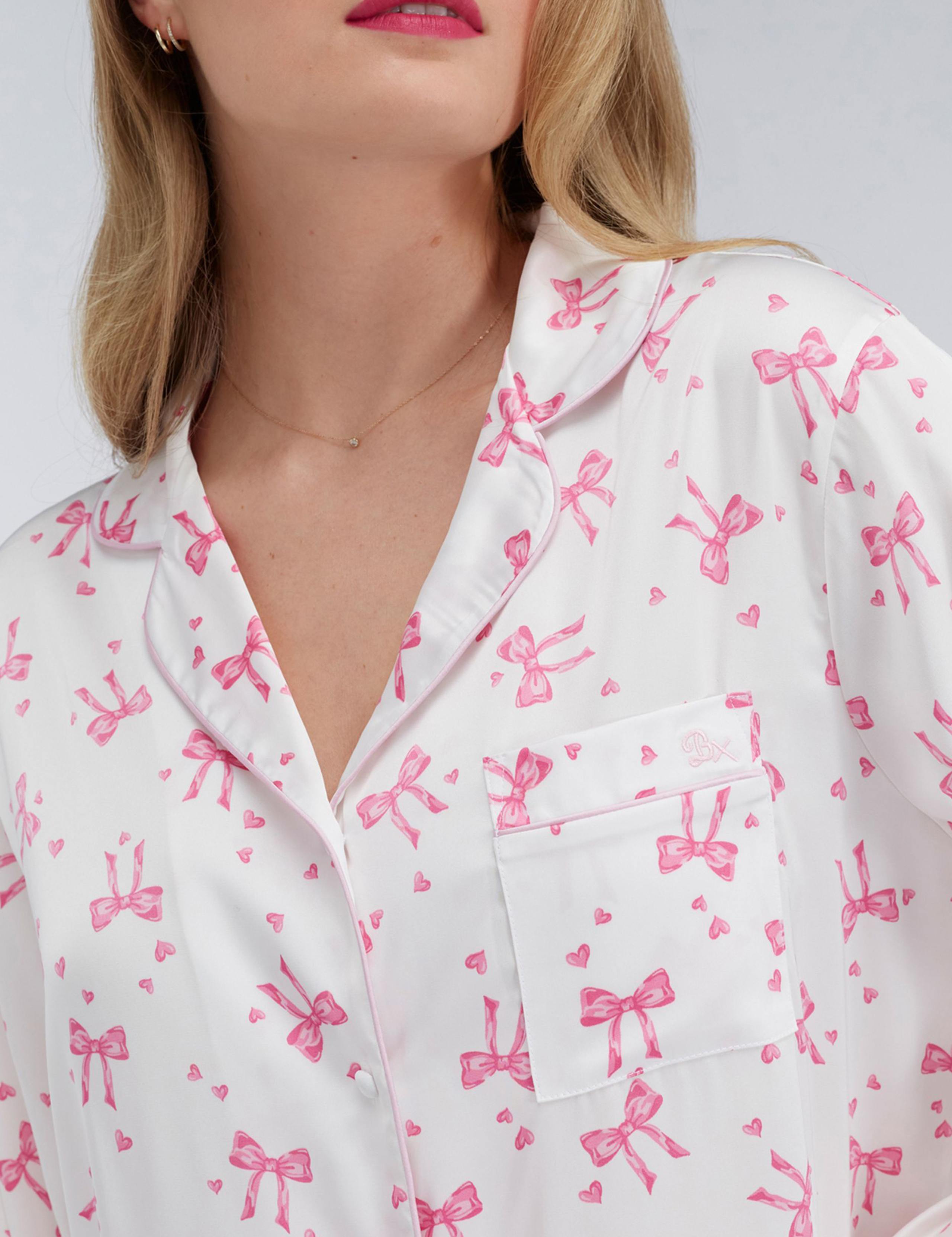 Satin Bow Print Pyjama Set 5 of 7