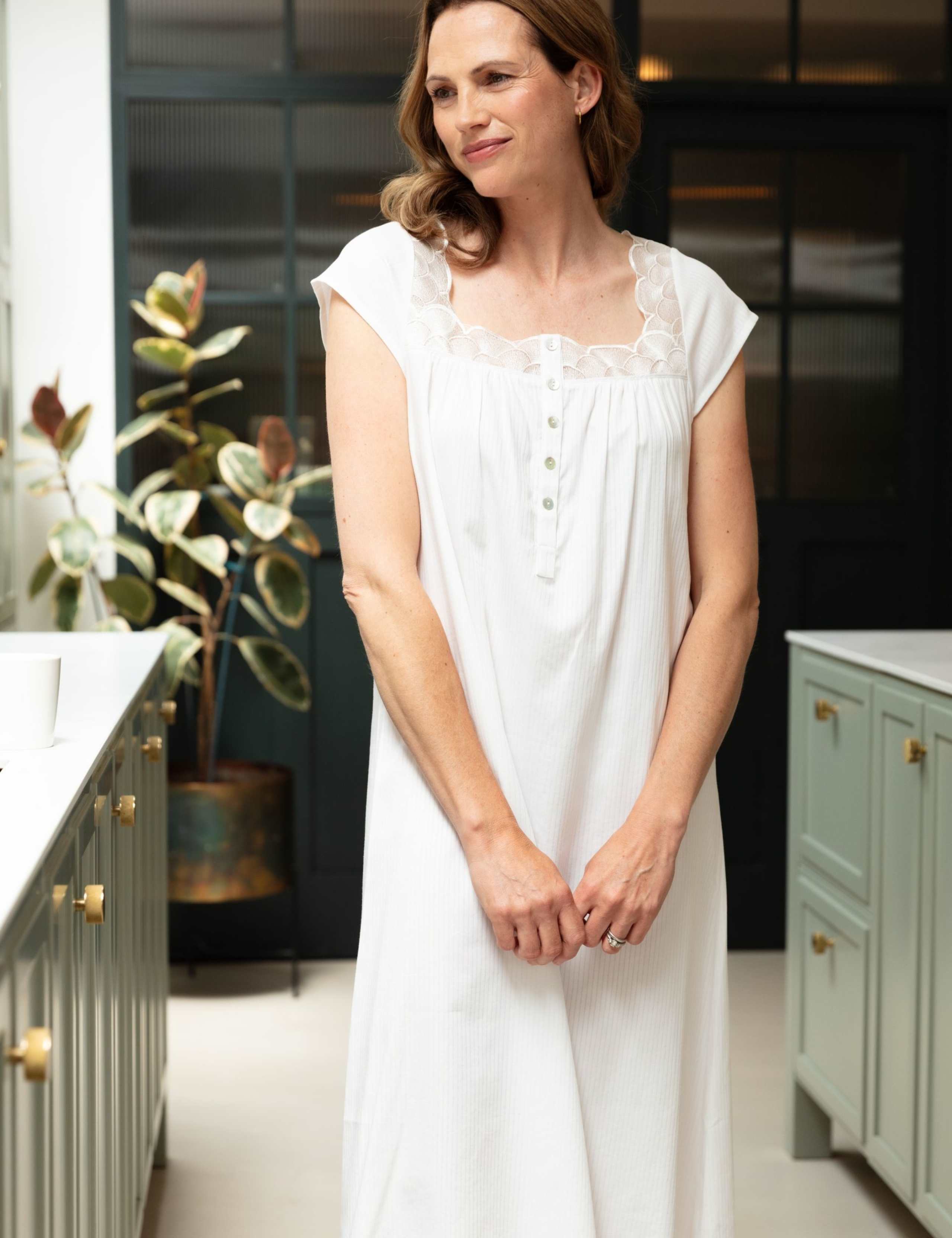 Cotton Modal Shadow Stripe Nightdress 1 of 4