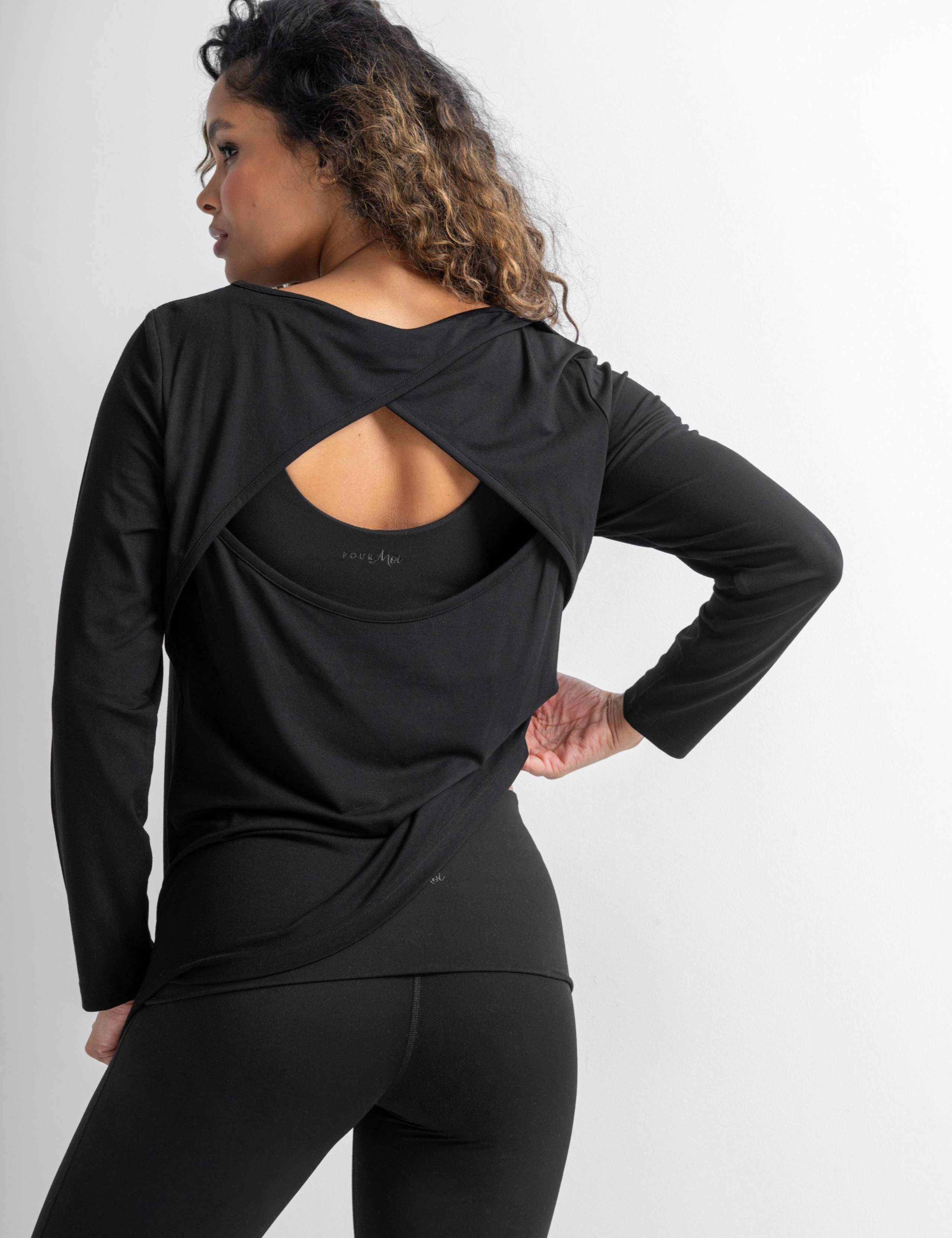 Jersey Round Neck Wrap Back Yoga Top 5 of 7