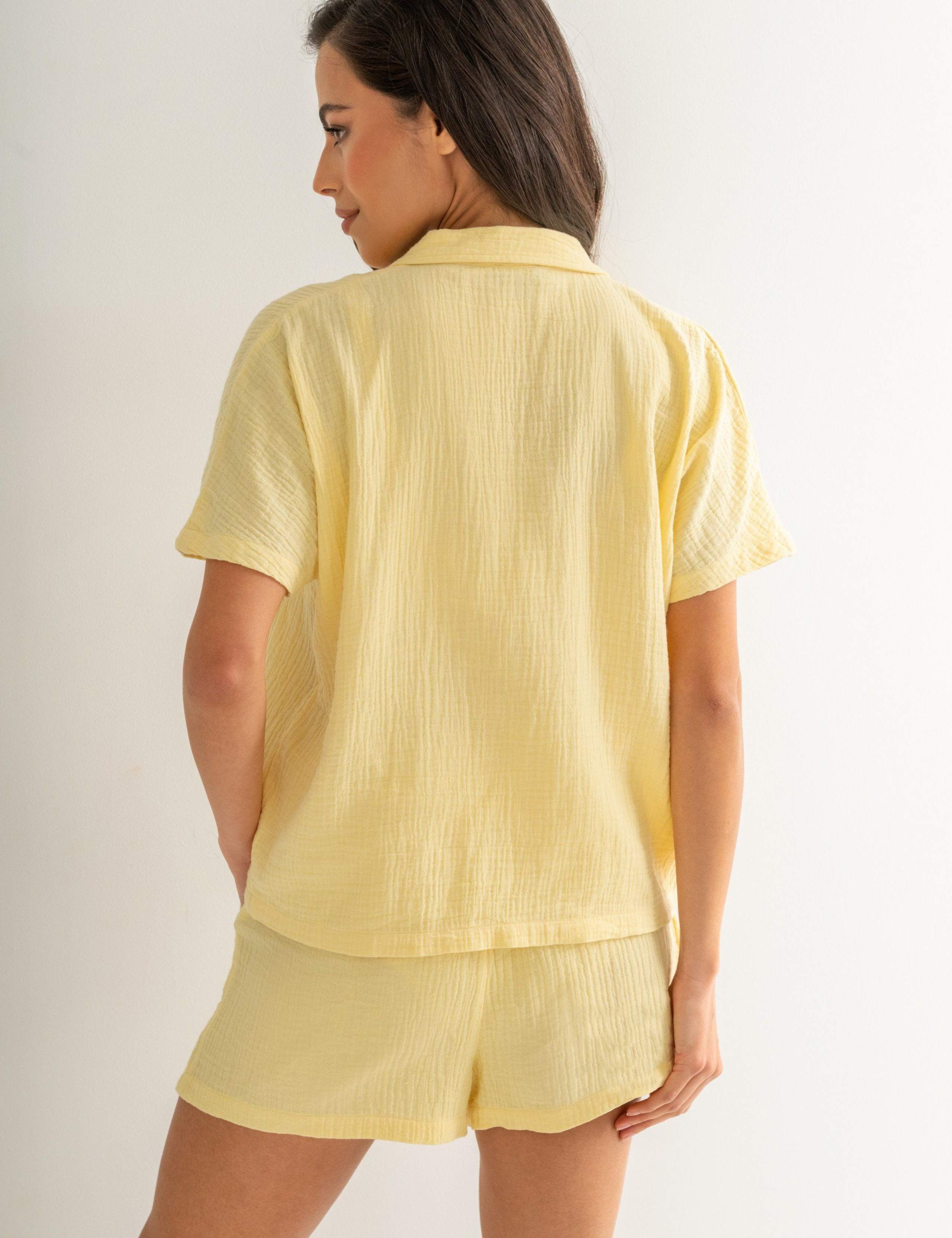 Woven Double Cloth Revere Collar Shirt and Short Pyjama Set 8 of 12