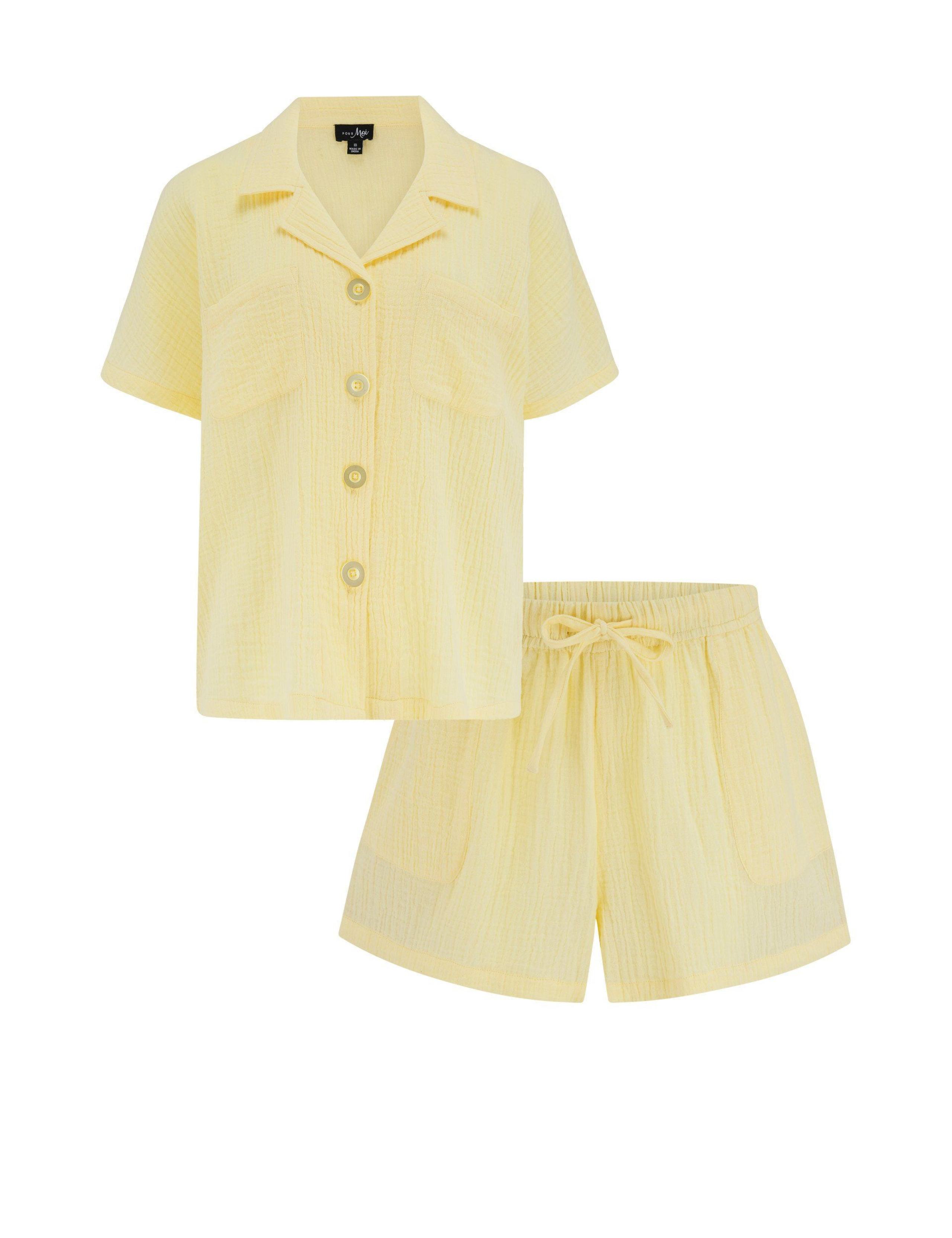 Woven Double Cloth Revere Collar Shirt and Short Pyjama Set 2 of 12