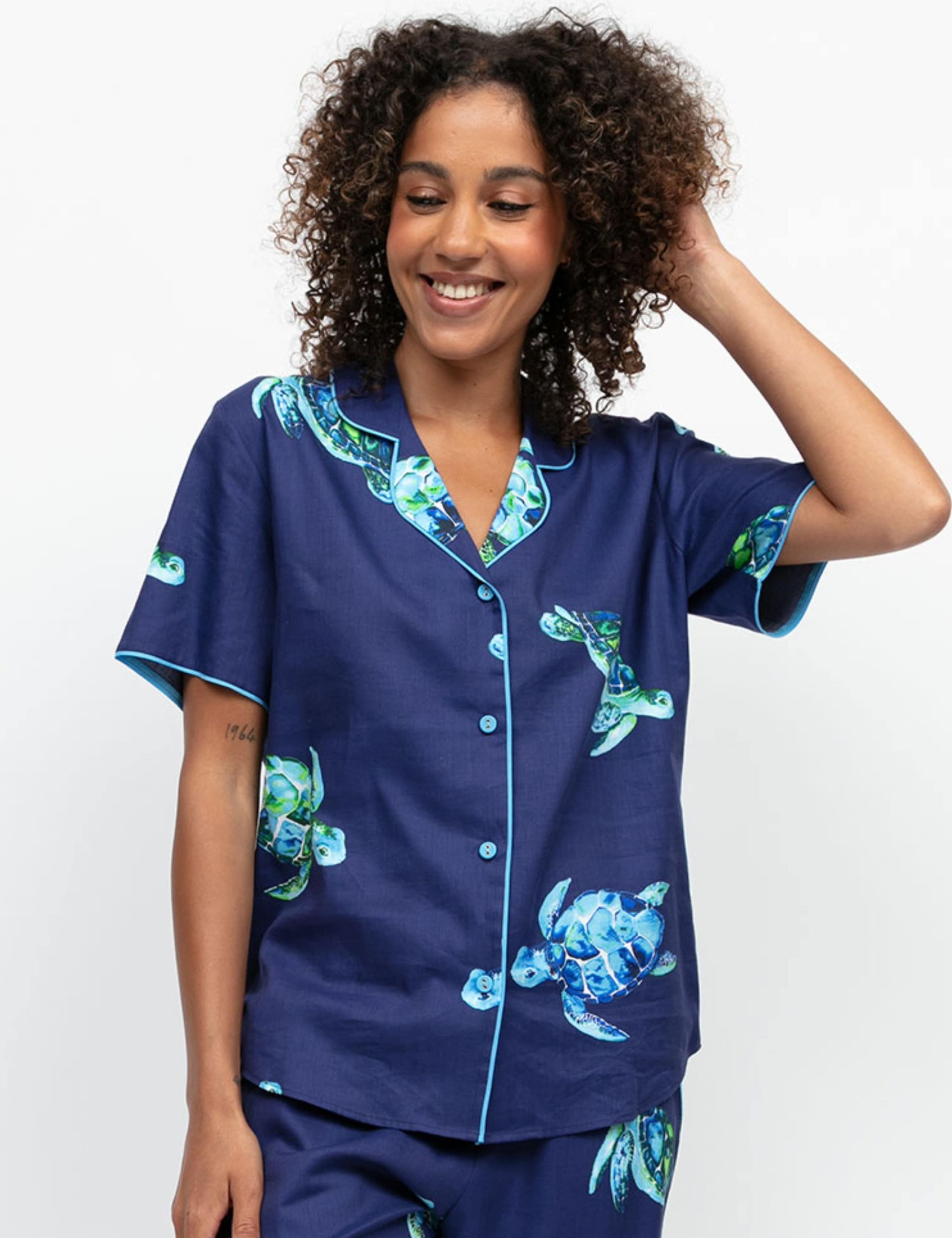Cotton Modal Turtle Revere Pyjama Top 3 of 4