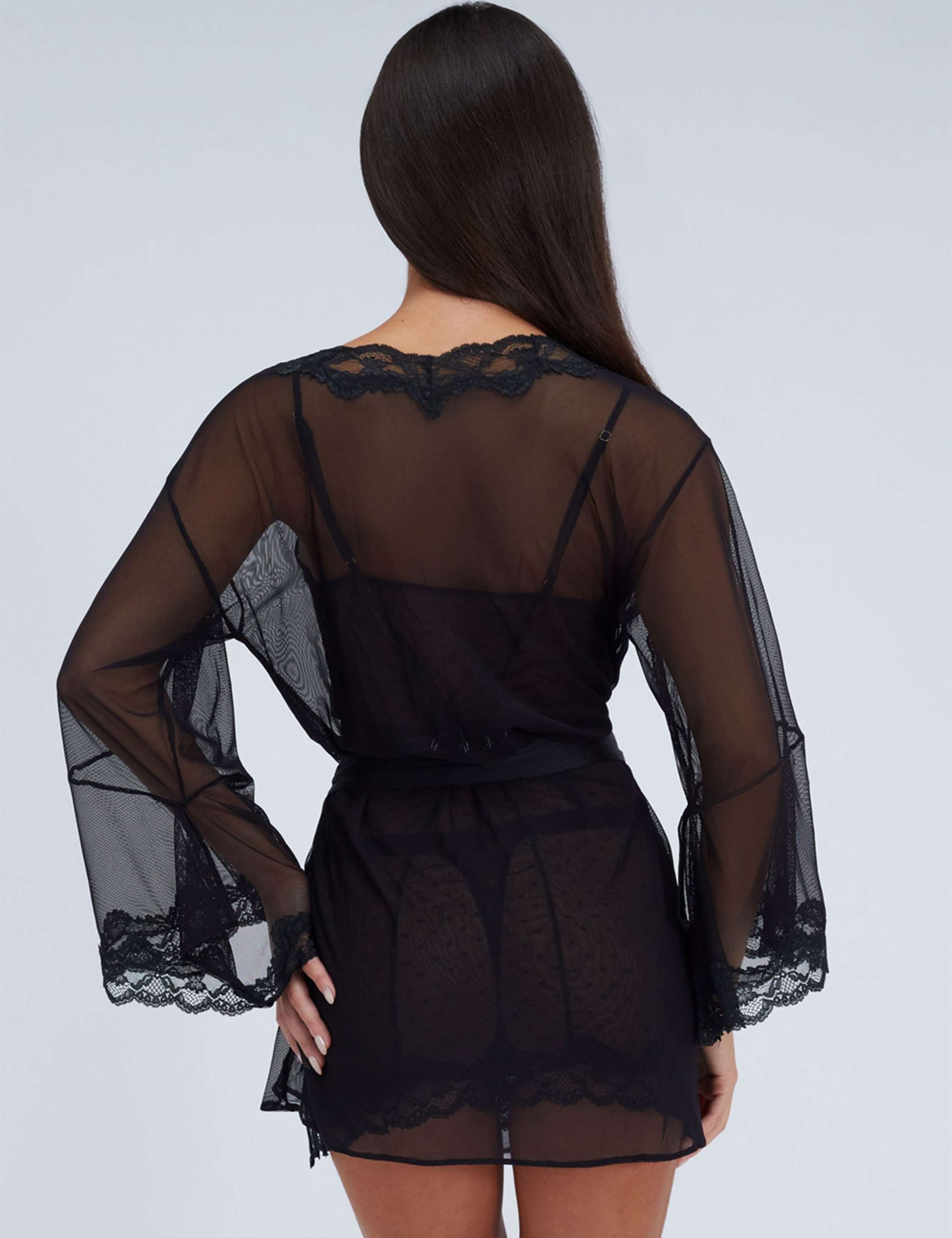 Mesh & Lace Tie Kimono Wrap 3 of 7