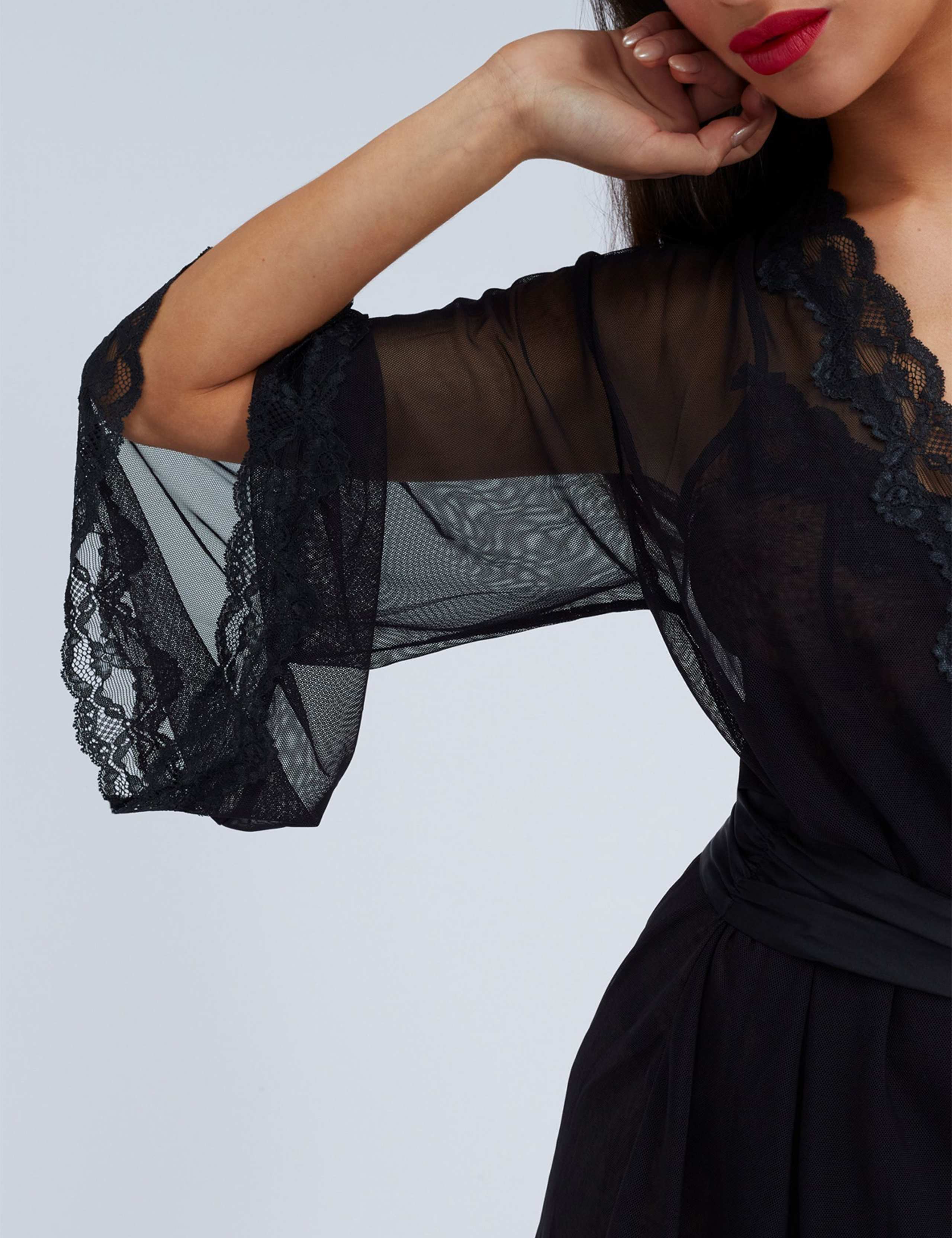 Mesh & Lace Tie Kimono Wrap 5 of 7