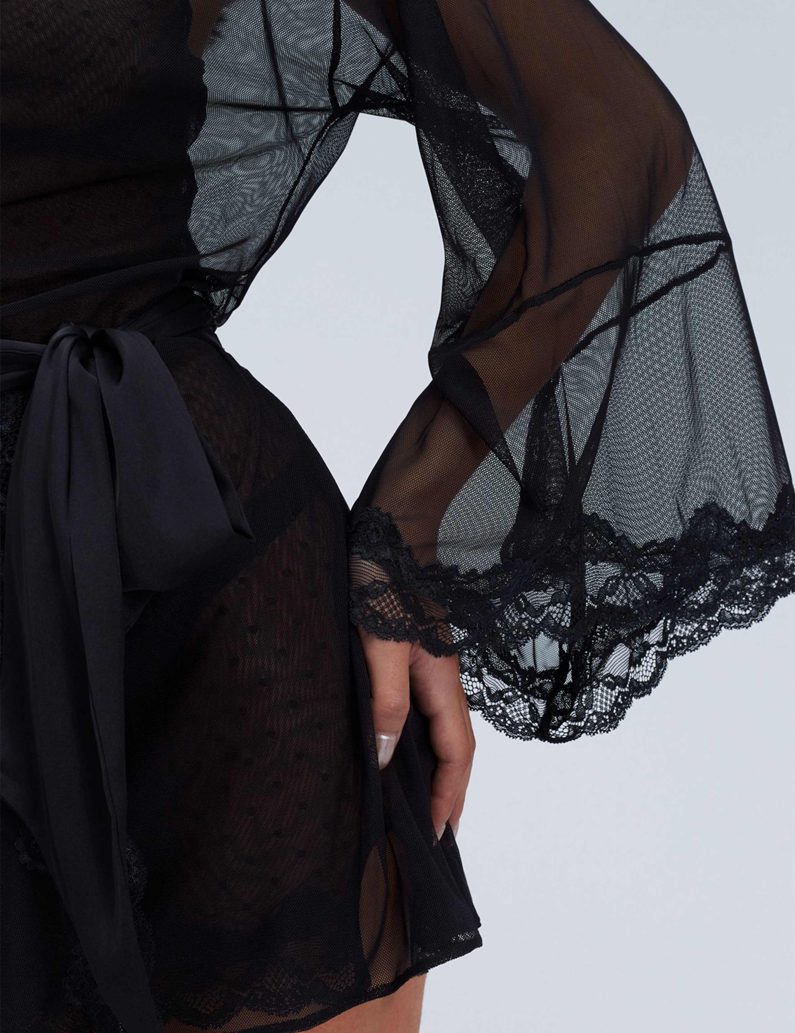 Mesh & Lace Tie Kimono Wrap 6 of 7