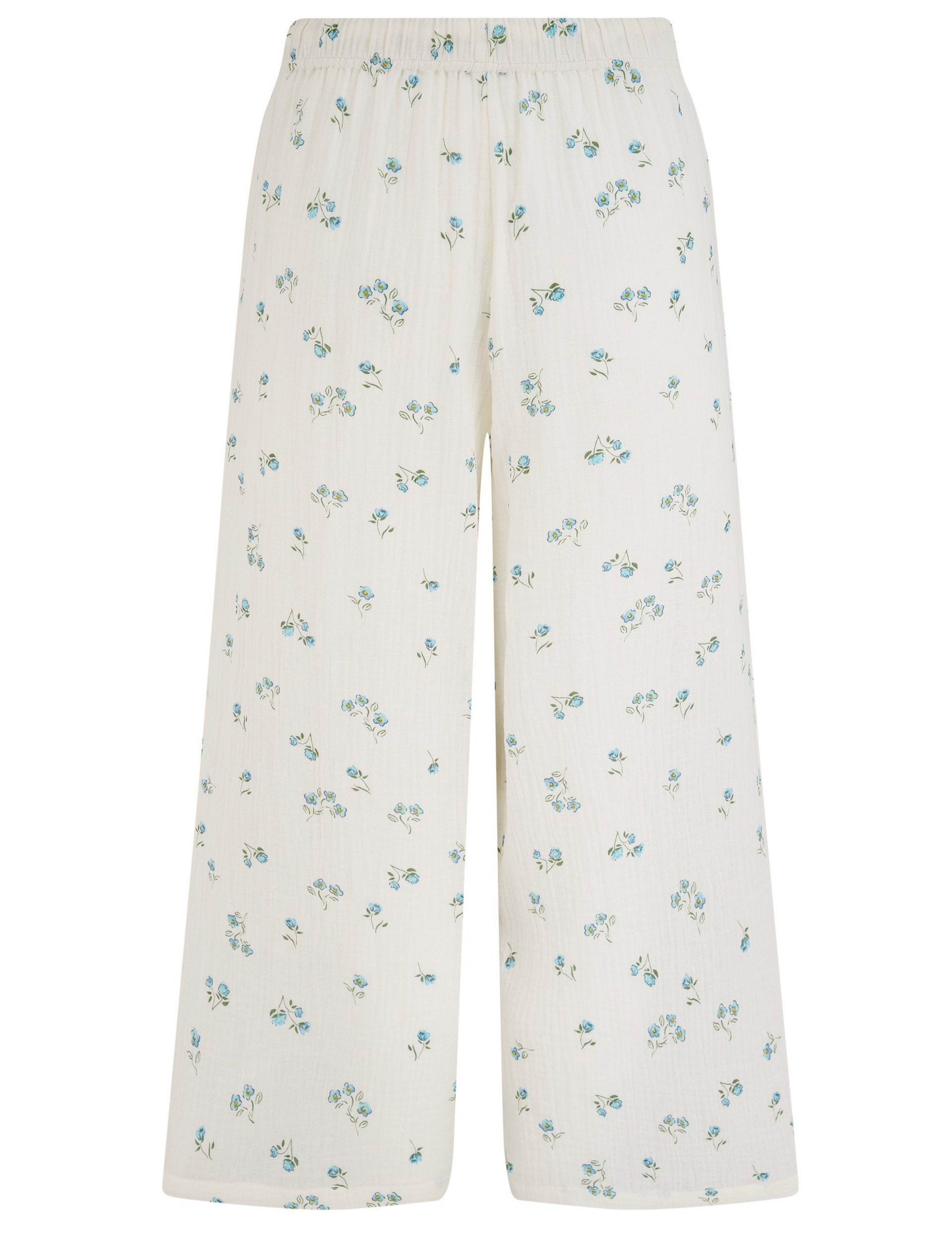 Pure Cotton Floral Revere Cropped Pyjama Set 11 of 11