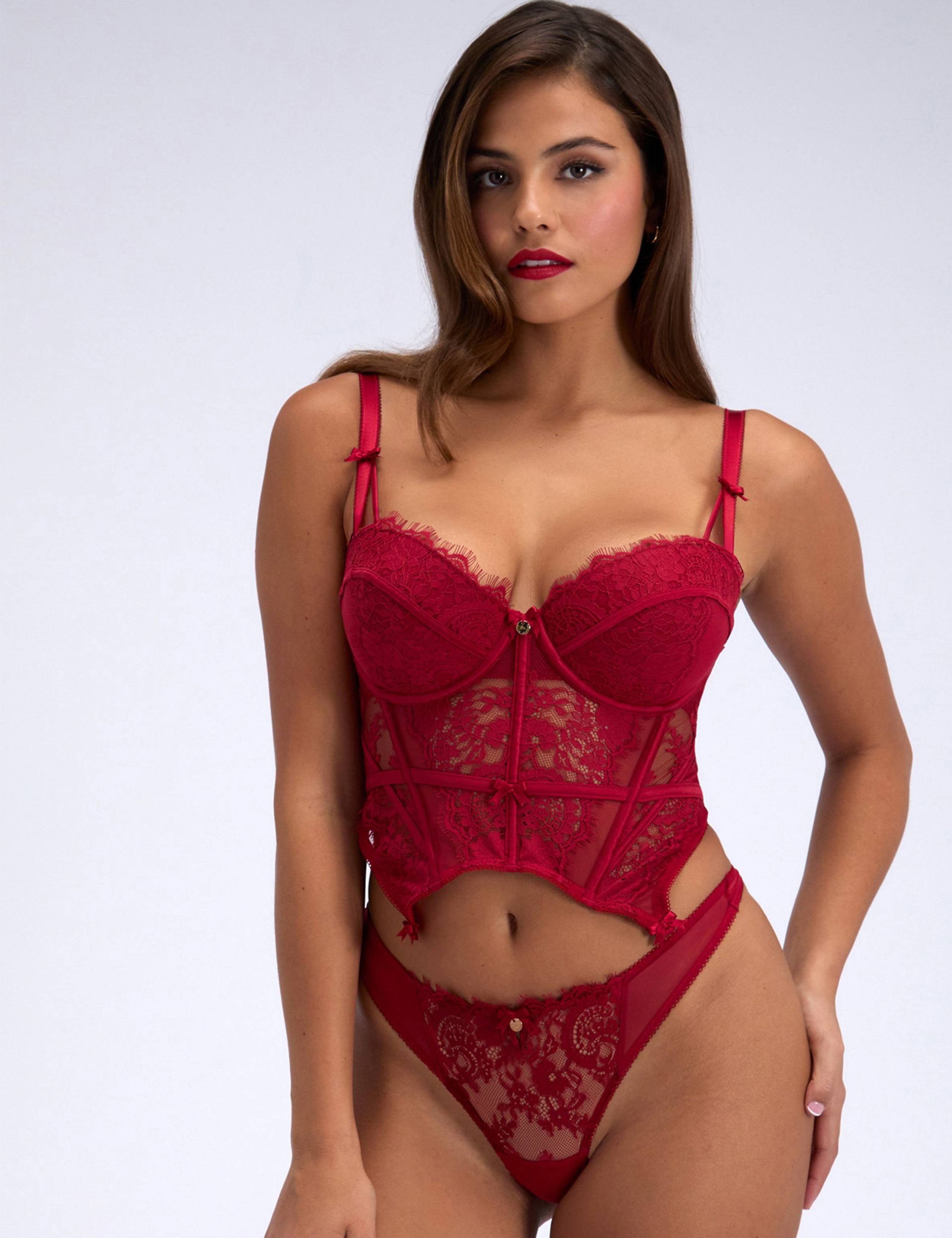 Carmine Lace Wired Basque (A-E) 1 of 4