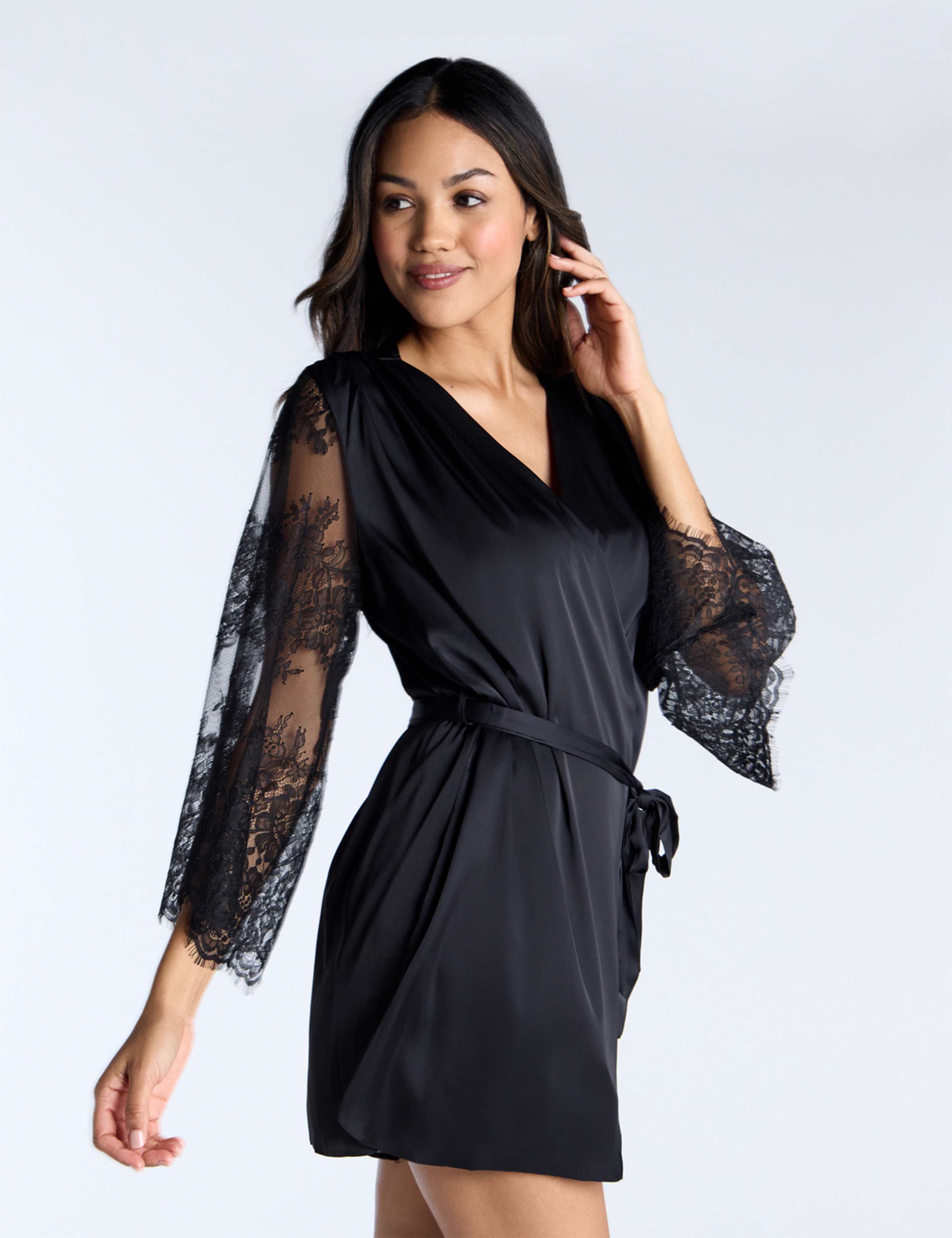 Mariella Satin Lace Trim Robe 3 of 4