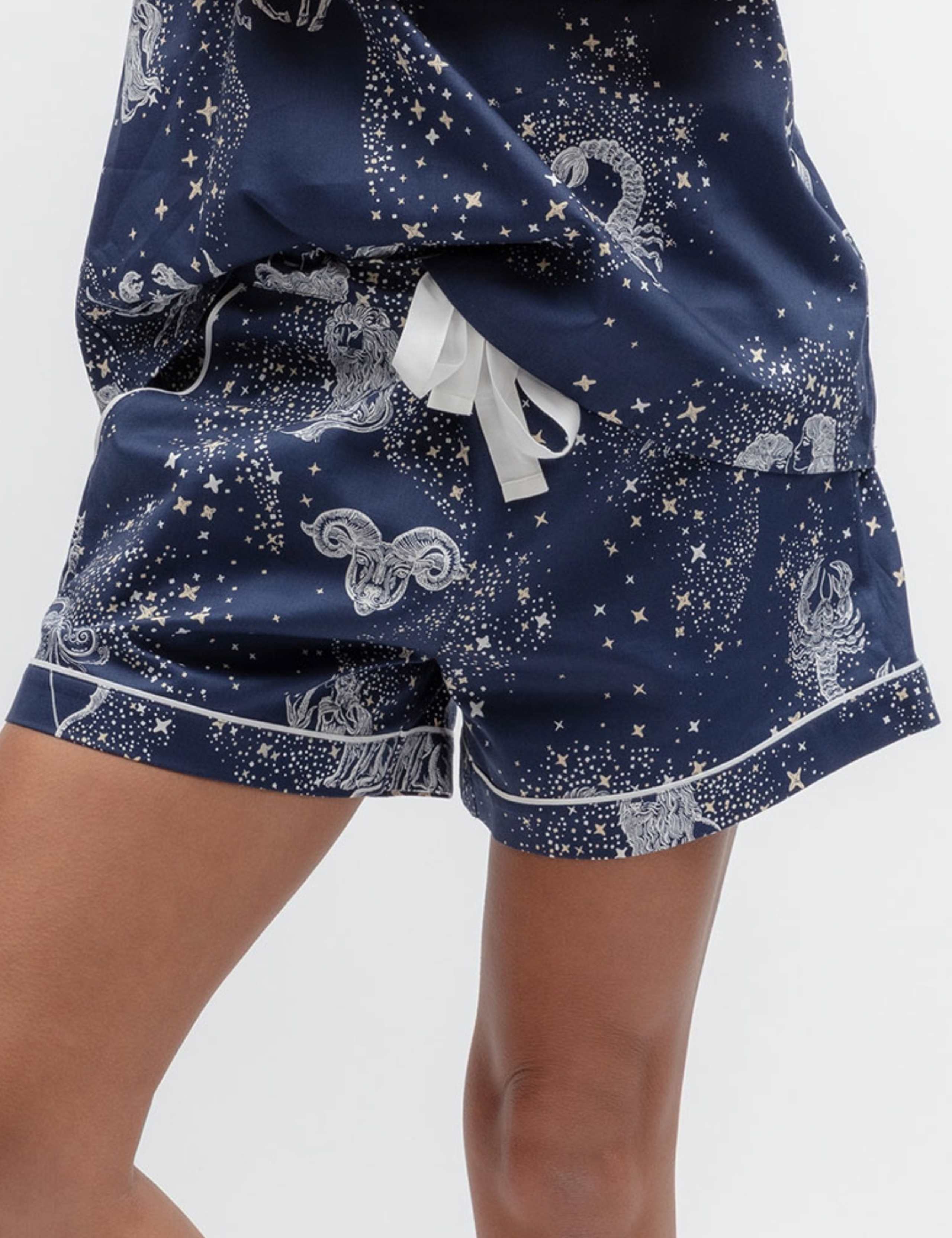 Cotton Modal Zodiac Print Pyjama Shorts 1 of 4