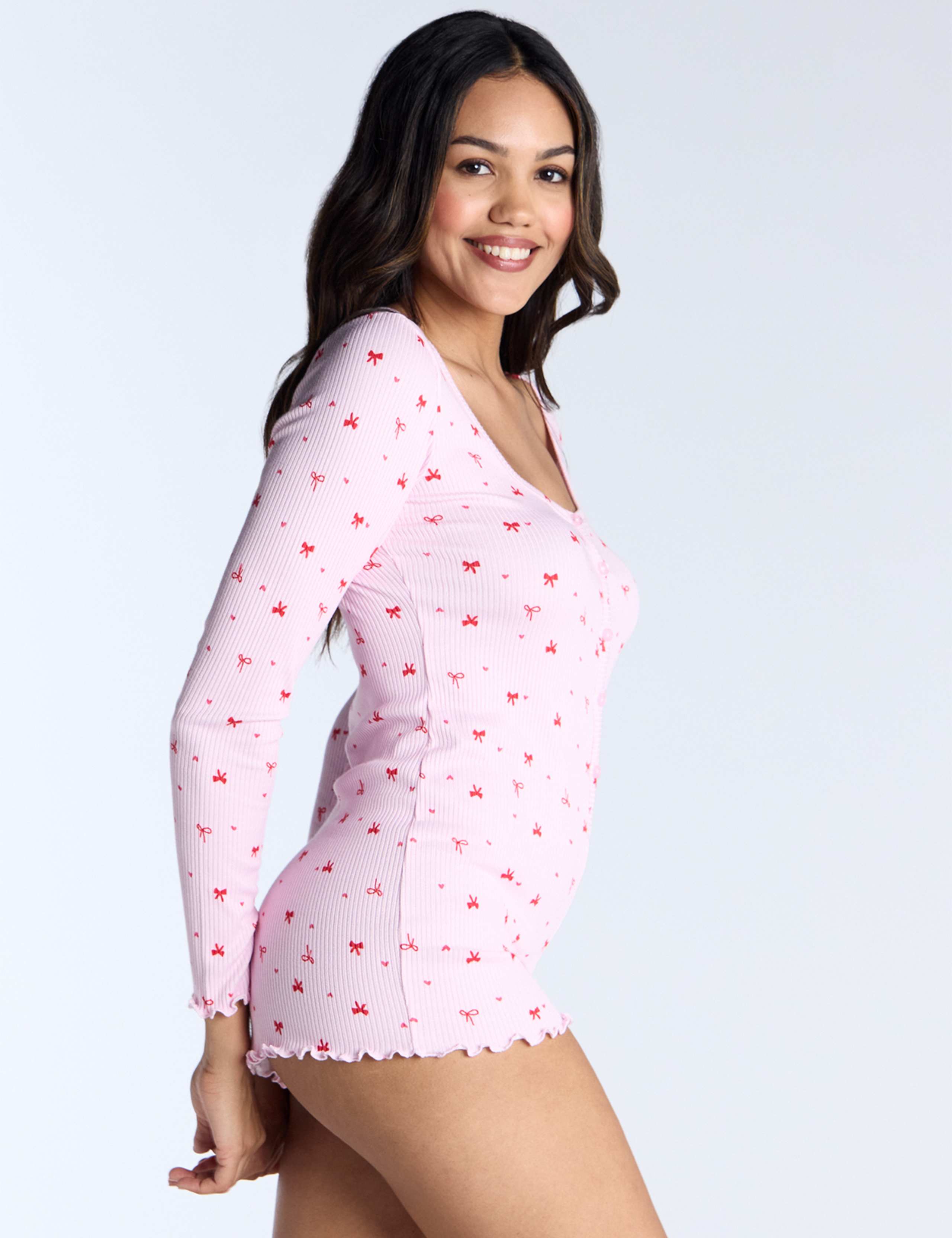 Bow Print Ribbed Playsuit 4 of 6