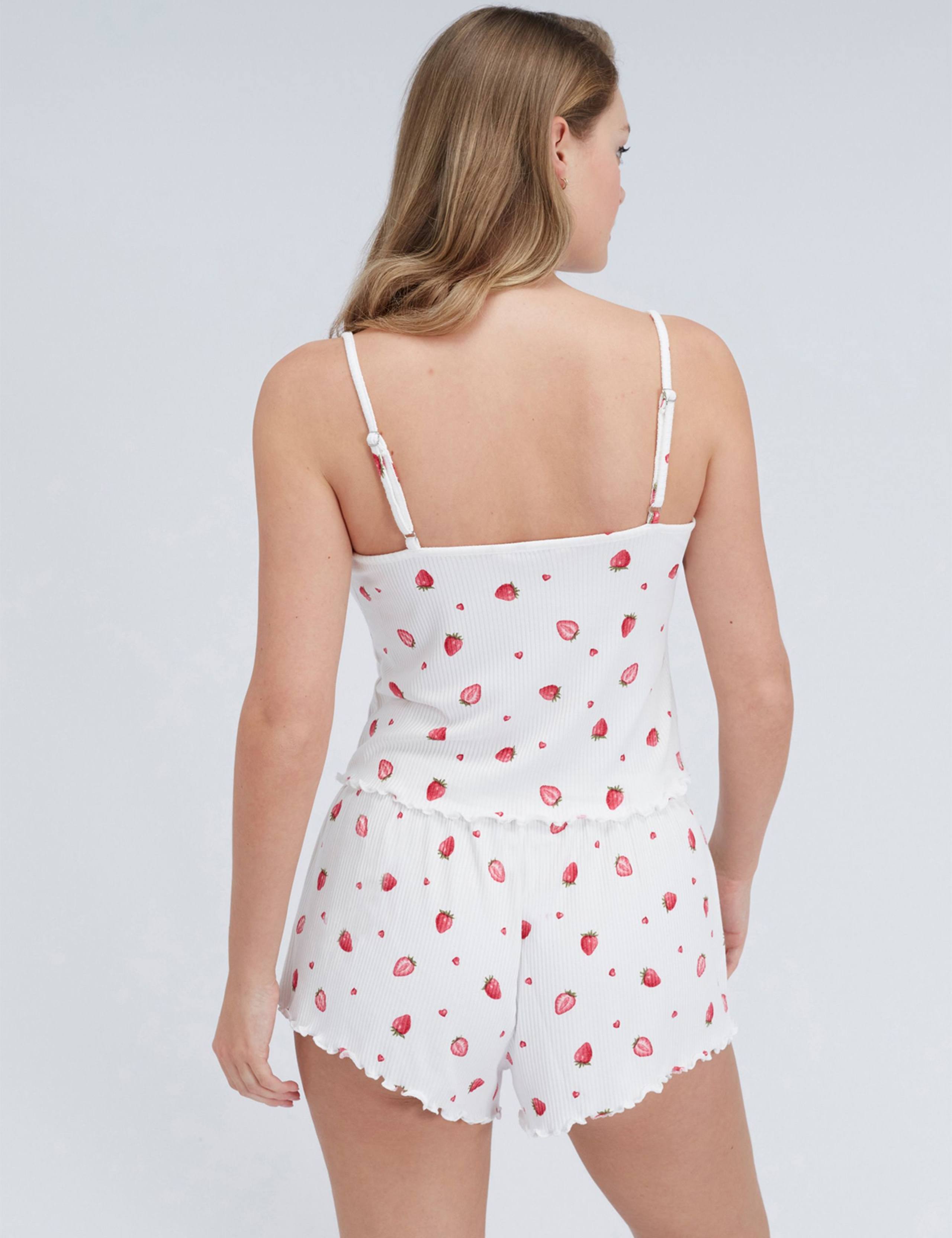 Ribbed Strawberry Print Shortie Set 3 of 6