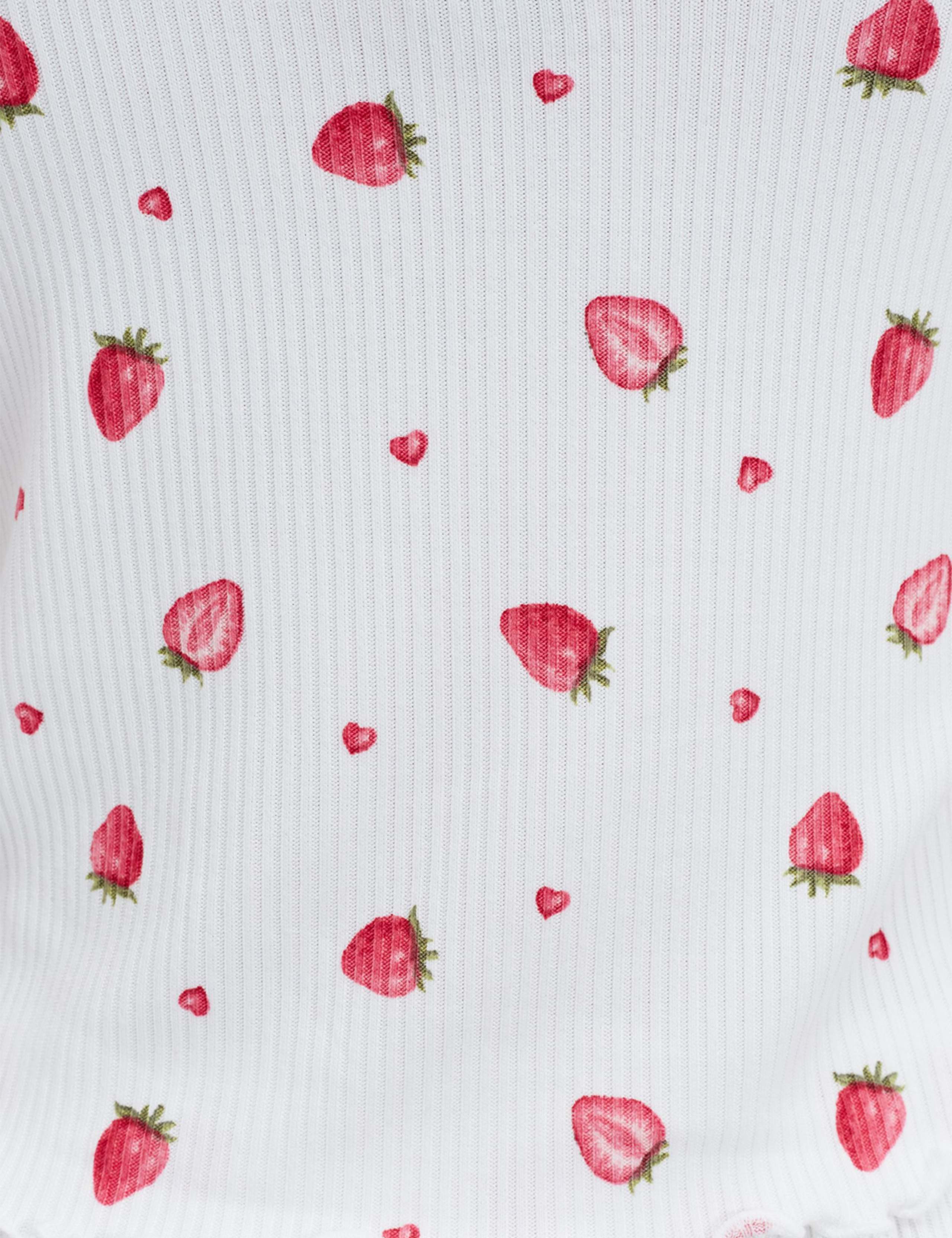 Ribbed Strawberry Print Shortie Set 6 of 6