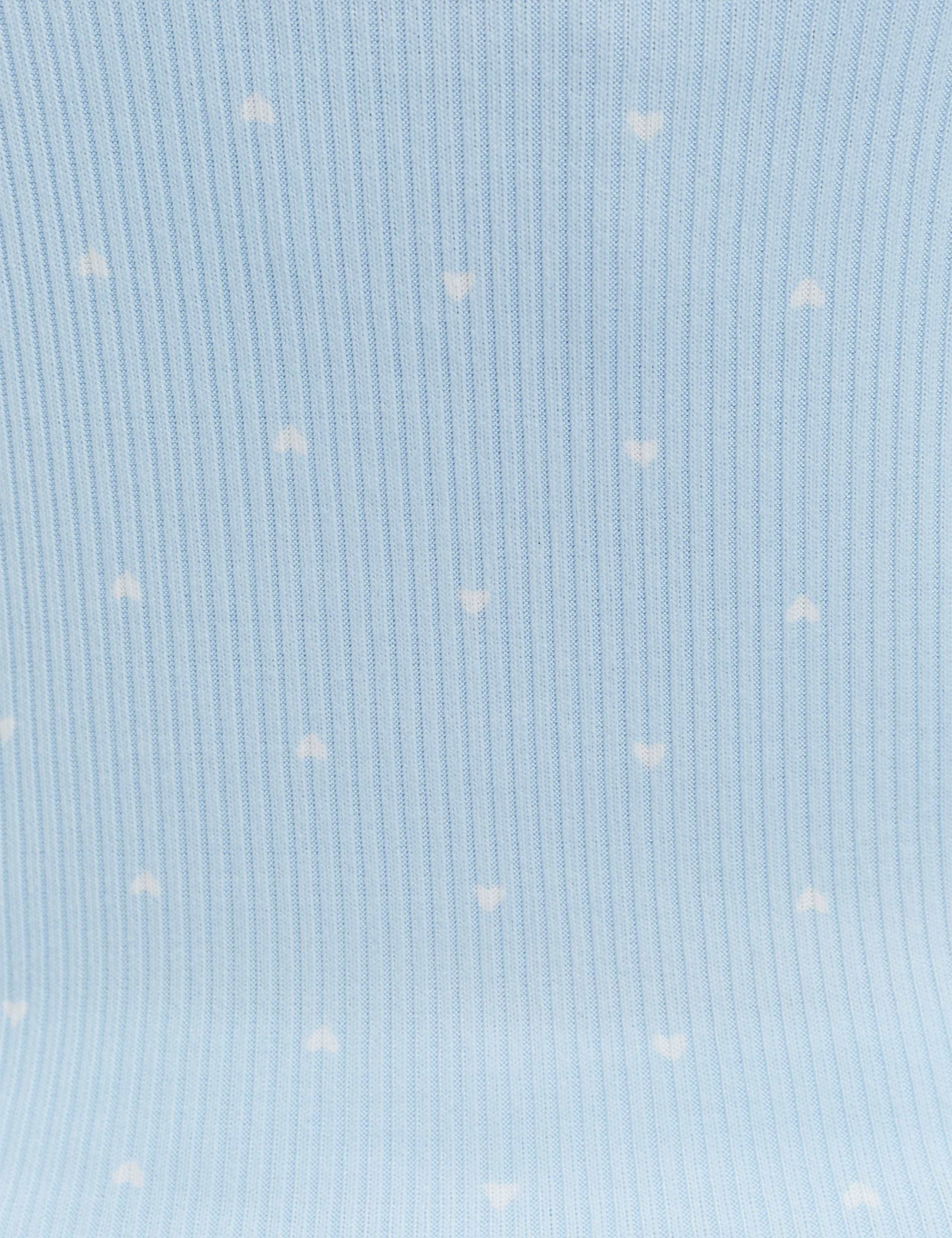 Ribbed Heart Print Lace Trim Shortie Set 5 of 5