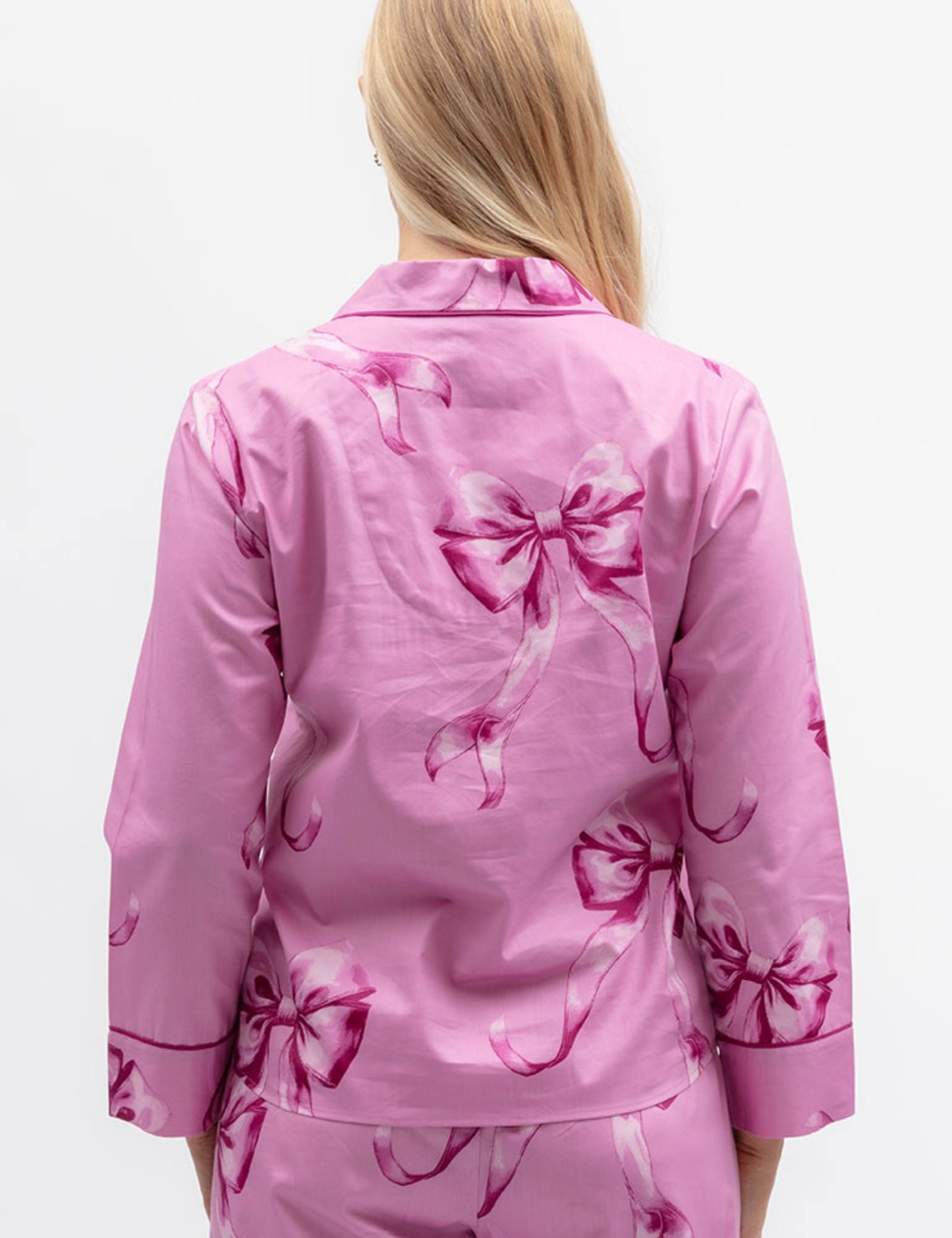 Cotton Modal Bow Print Revere Pyjama Top 4 of 4