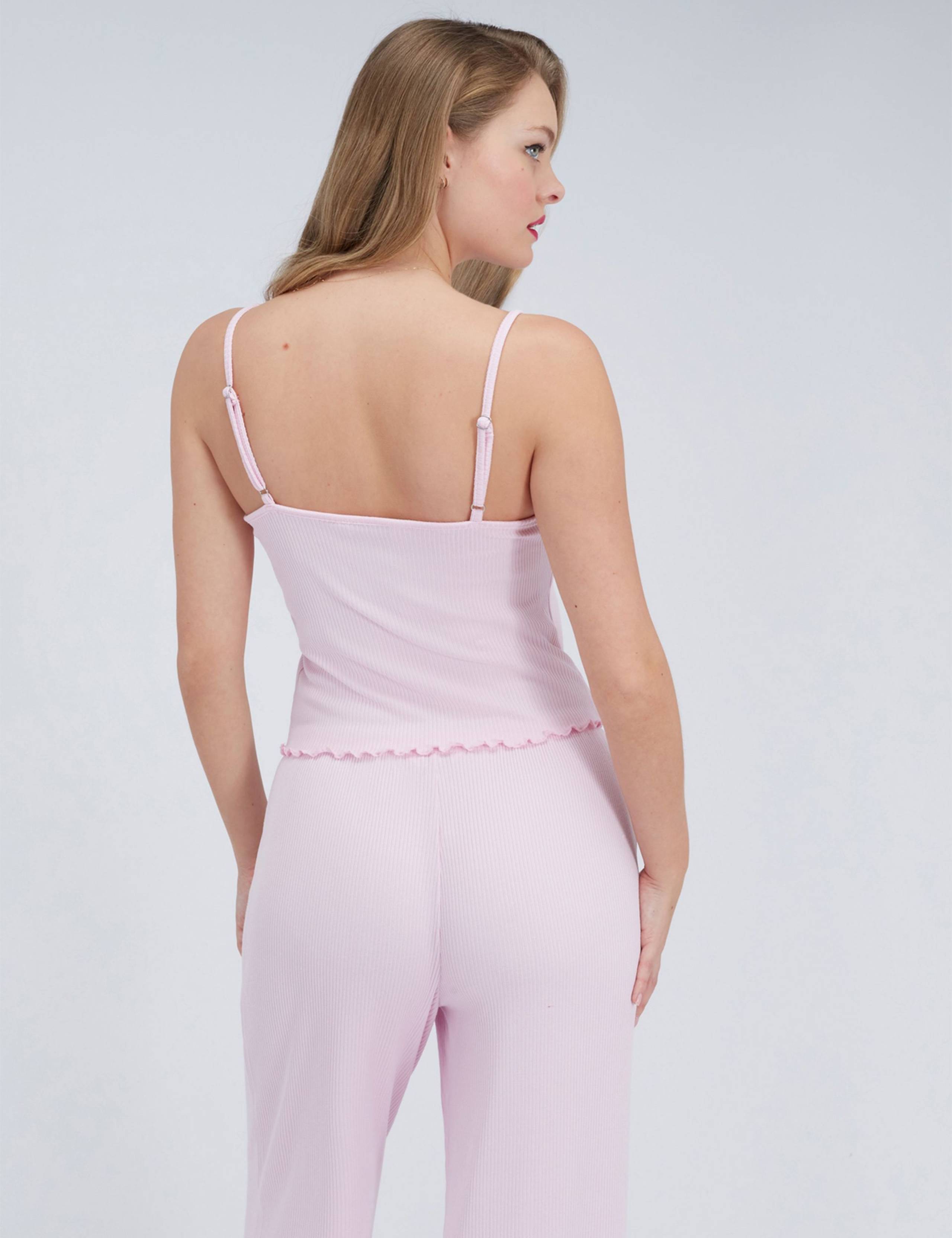 Ribbed Lace Trim Pyjama Set 4 of 5