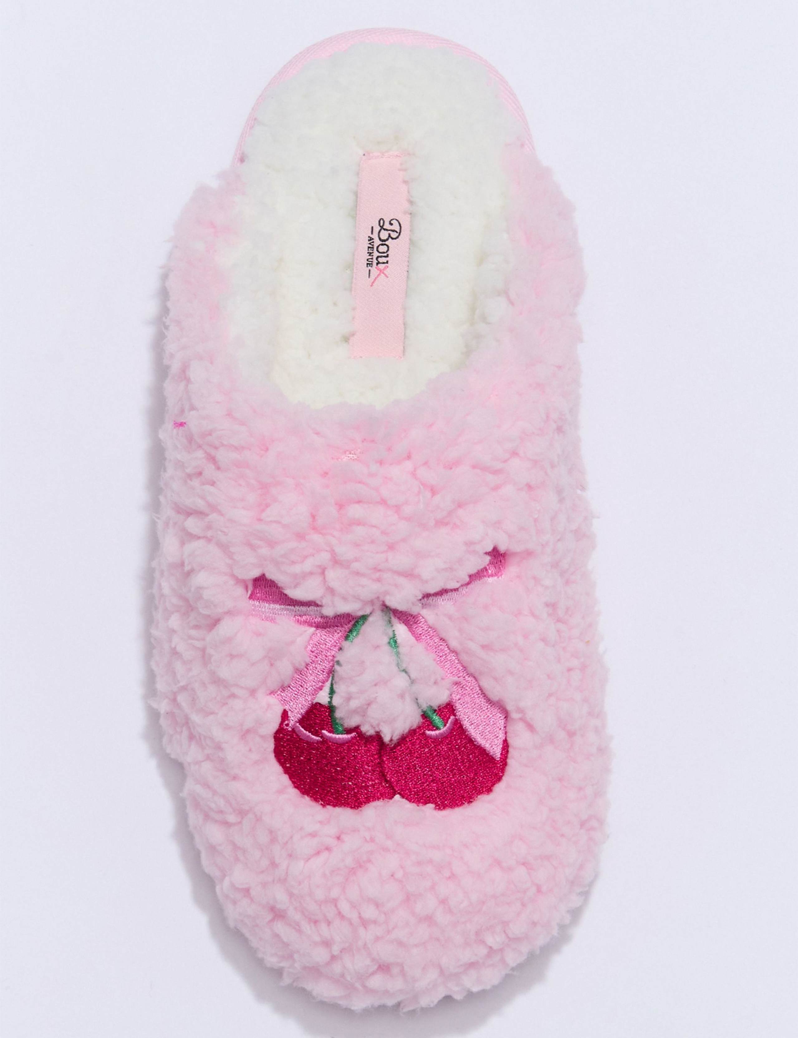 Valentines Cherry Bow Embroidered Mule Slippers 2 of 5