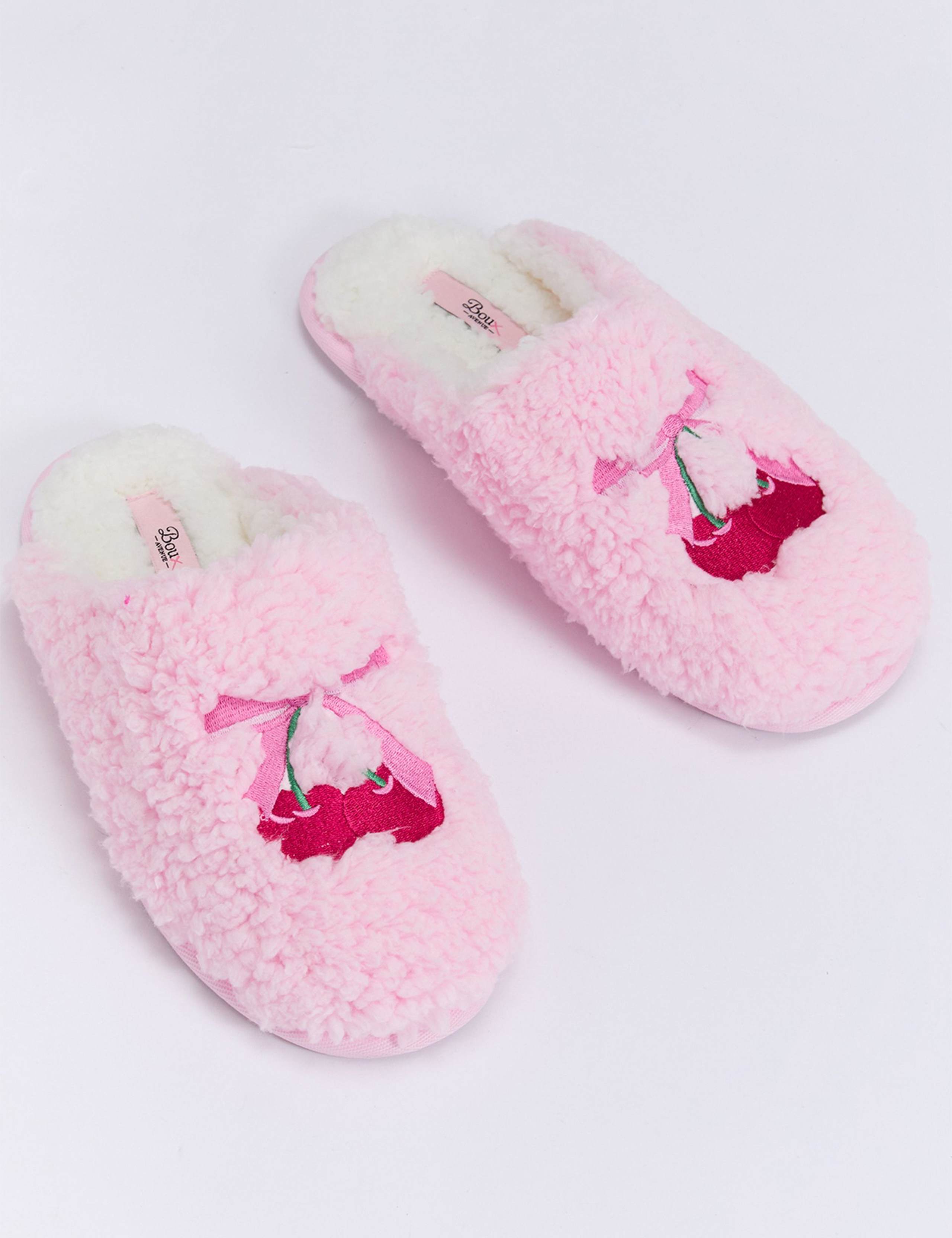 Valentines Cherry Bow Embroidered Mule Slippers 3 of 5