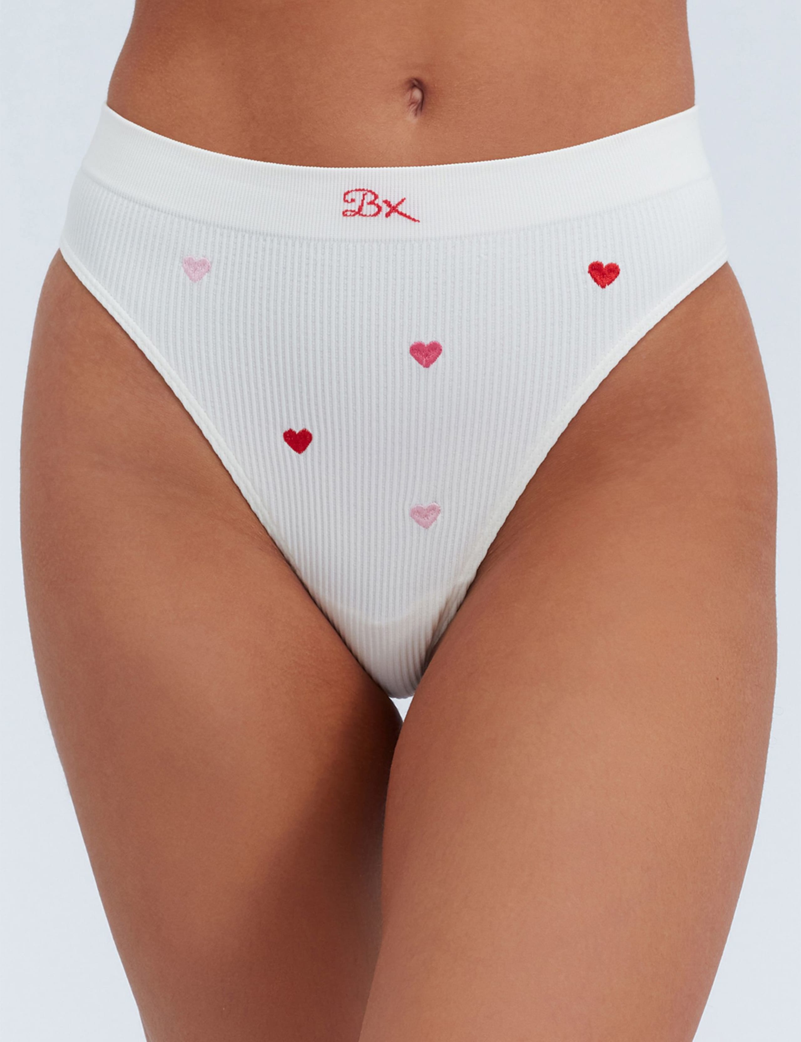 Heart Embroidered Seamless Thong 1 of 5