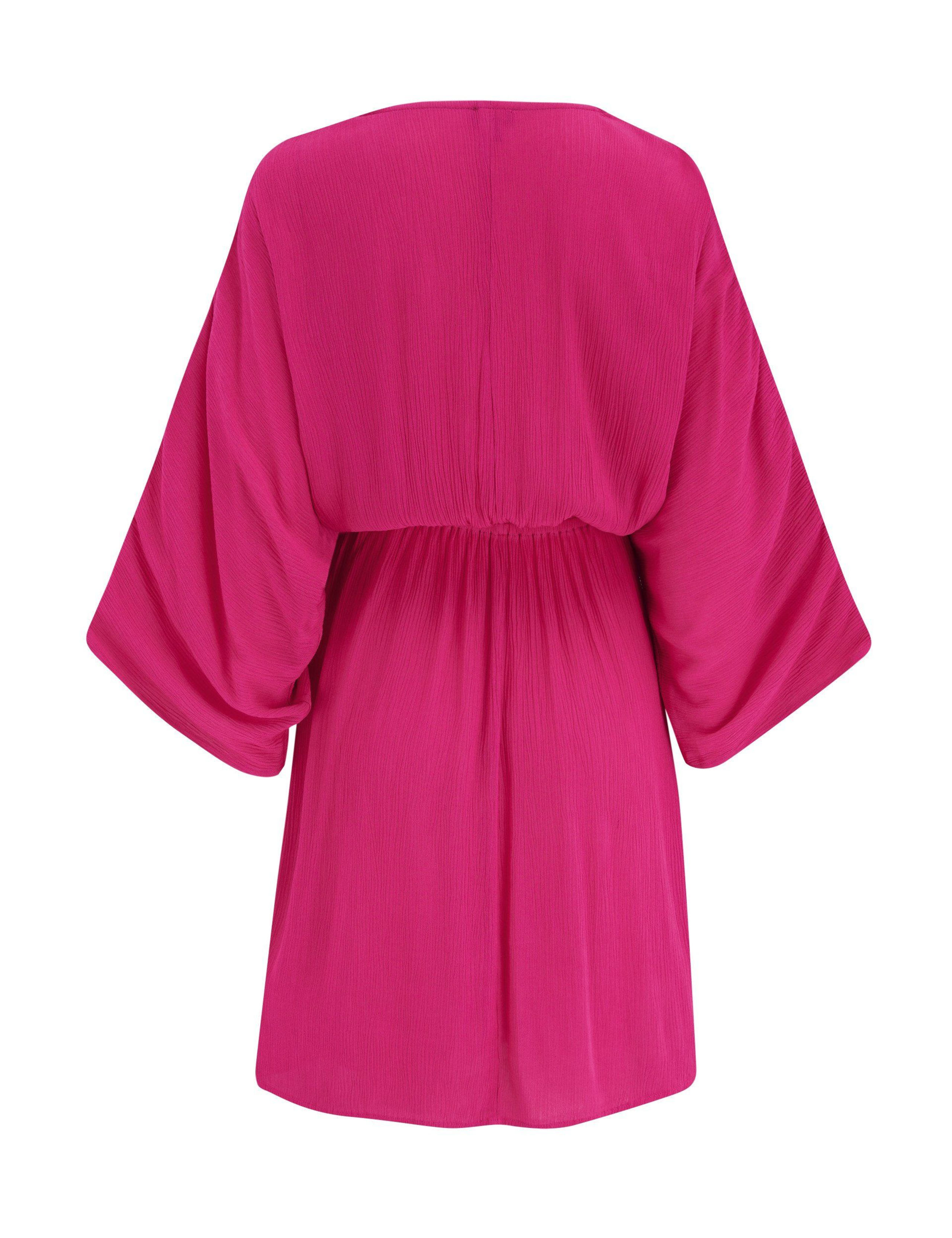 Textured V-Neck Mini Kaftan Beach Dress 7 of 8