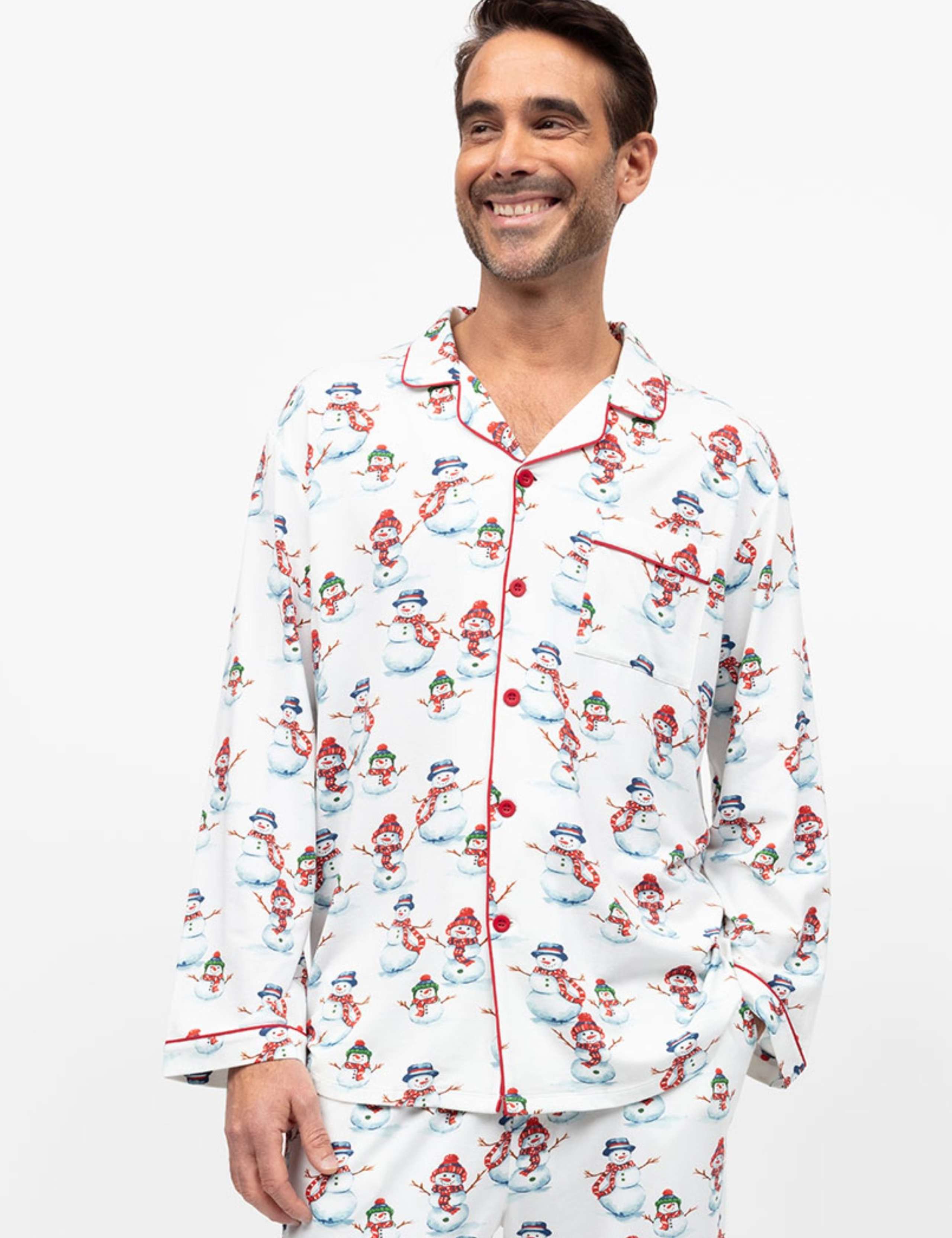 Cotton Blend Snowman Print Family Christmas Pyjama Top 3 of 4