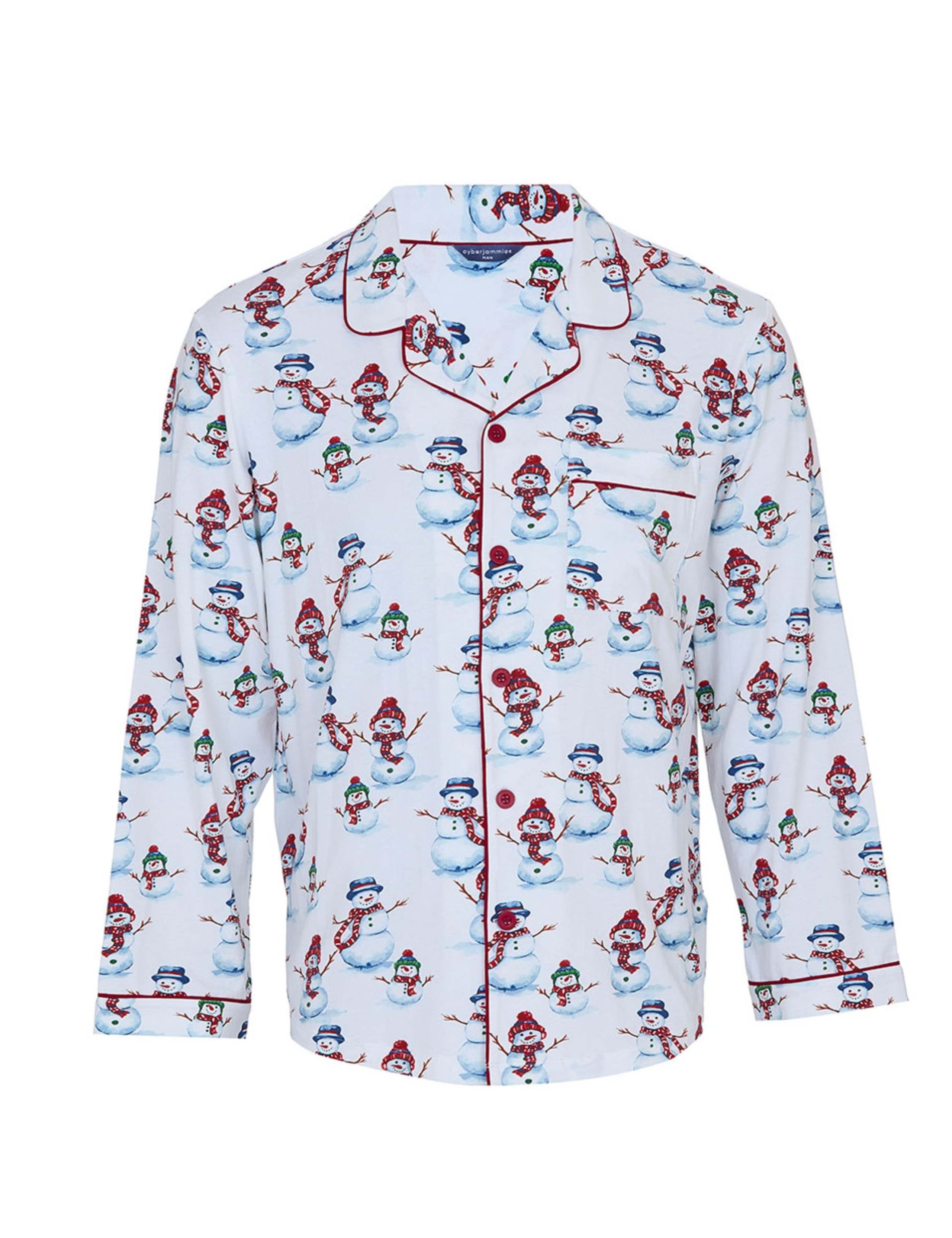Cotton Blend Snowman Print Family Christmas Pyjama Top 2 of 4