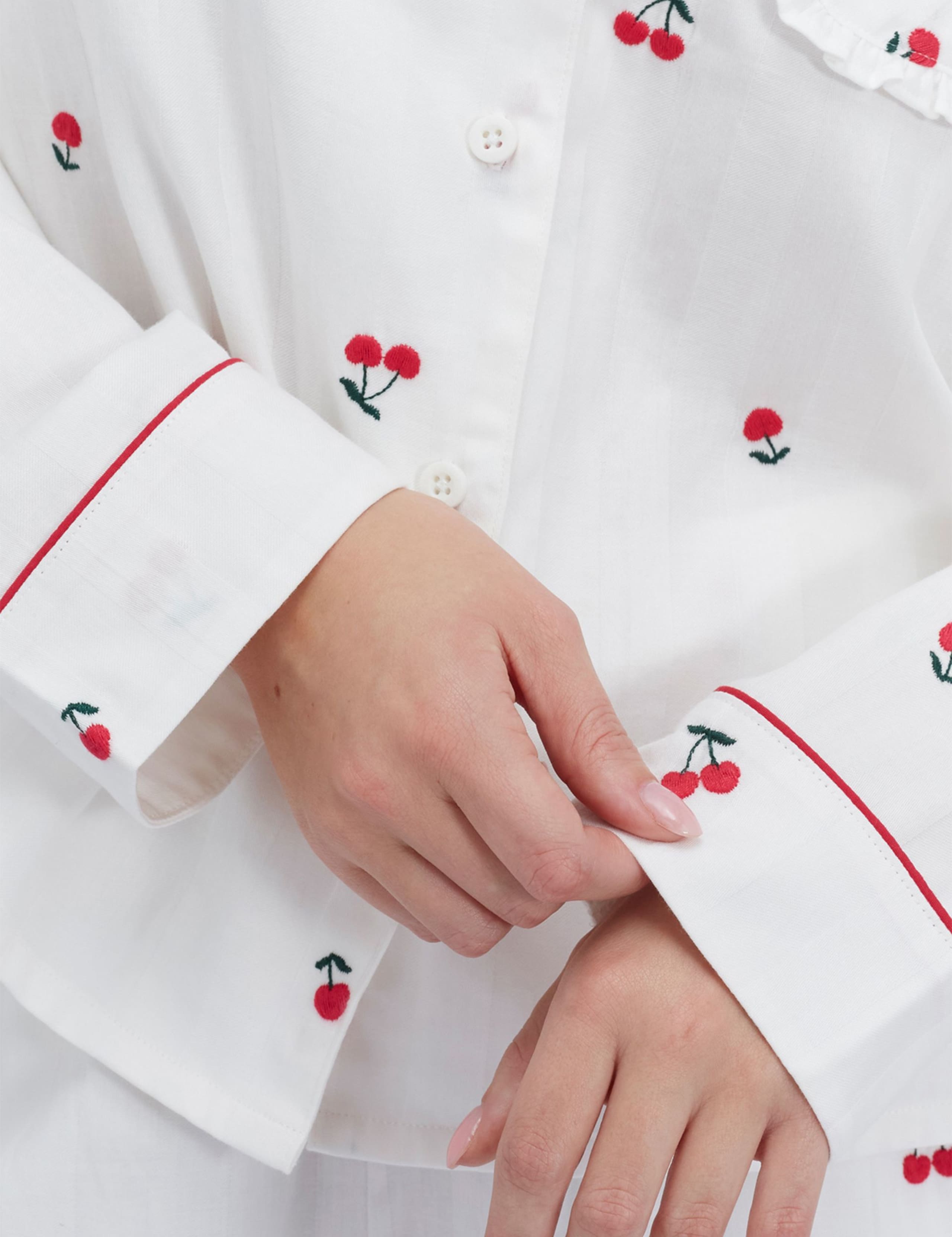 Pure Cotton Cherry Pyjama Set 4 of 8