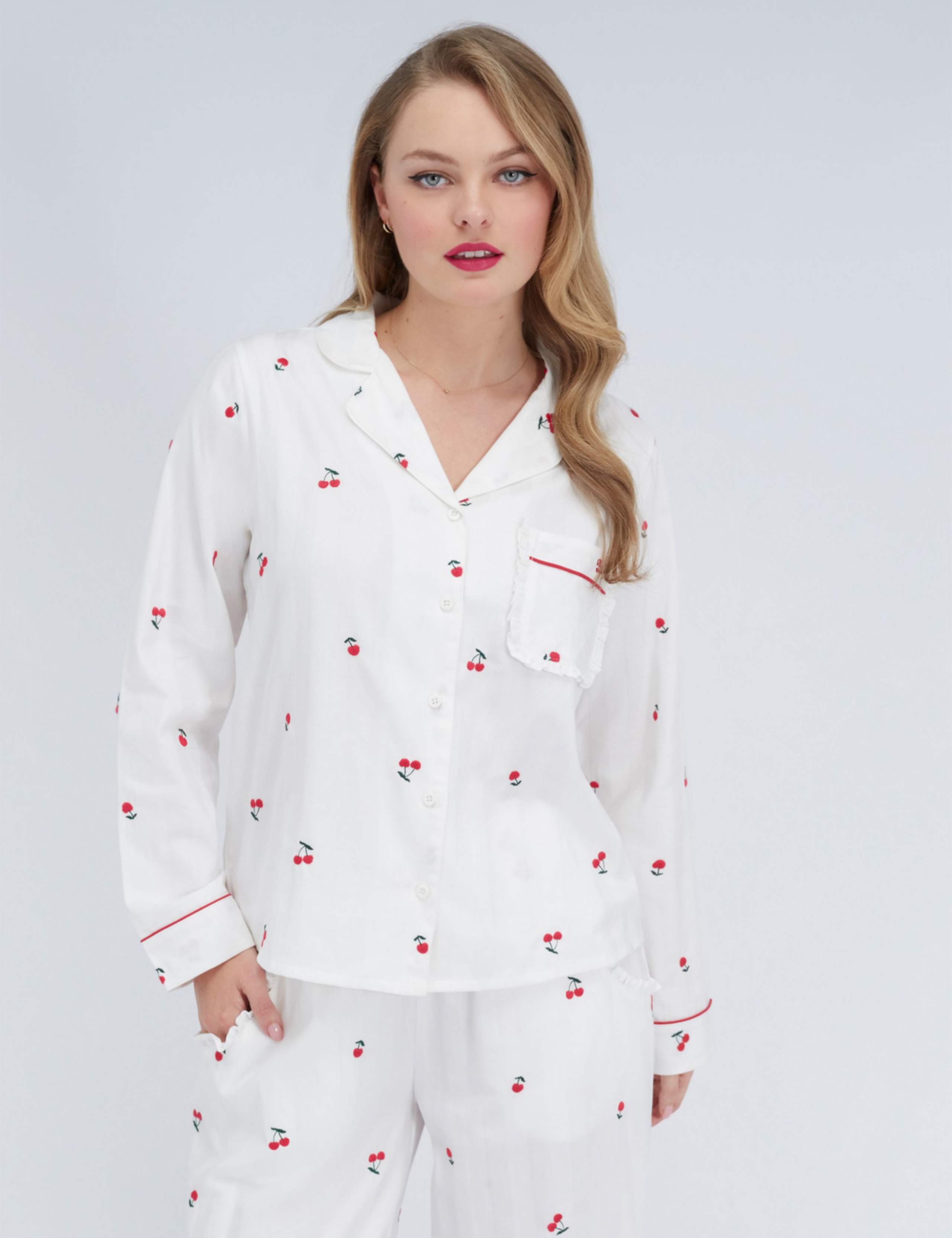 Pure Cotton Cherry Pyjama Set 8 of 8