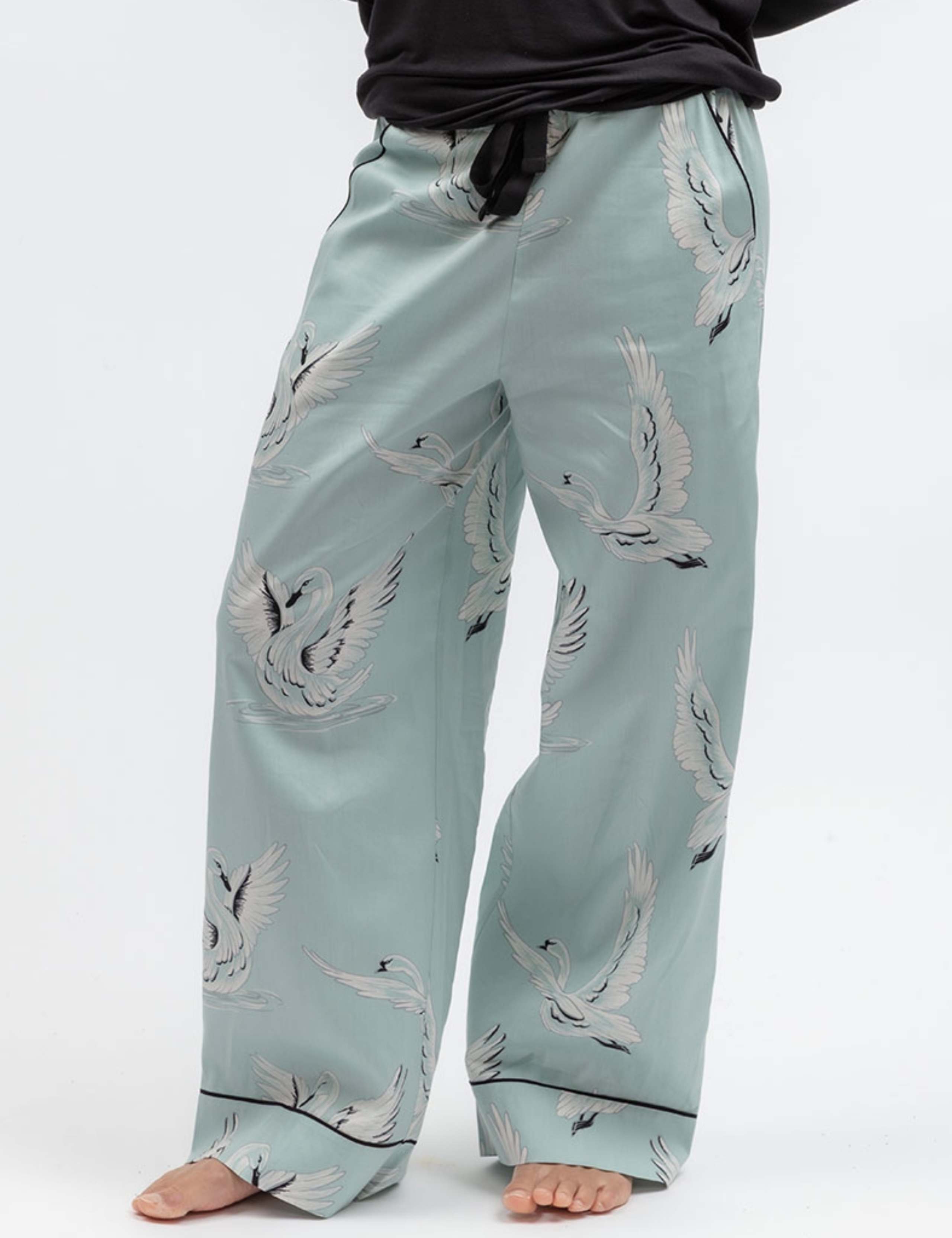 Cotton Modal Swan Print Pyjama Bottoms 1 of 4